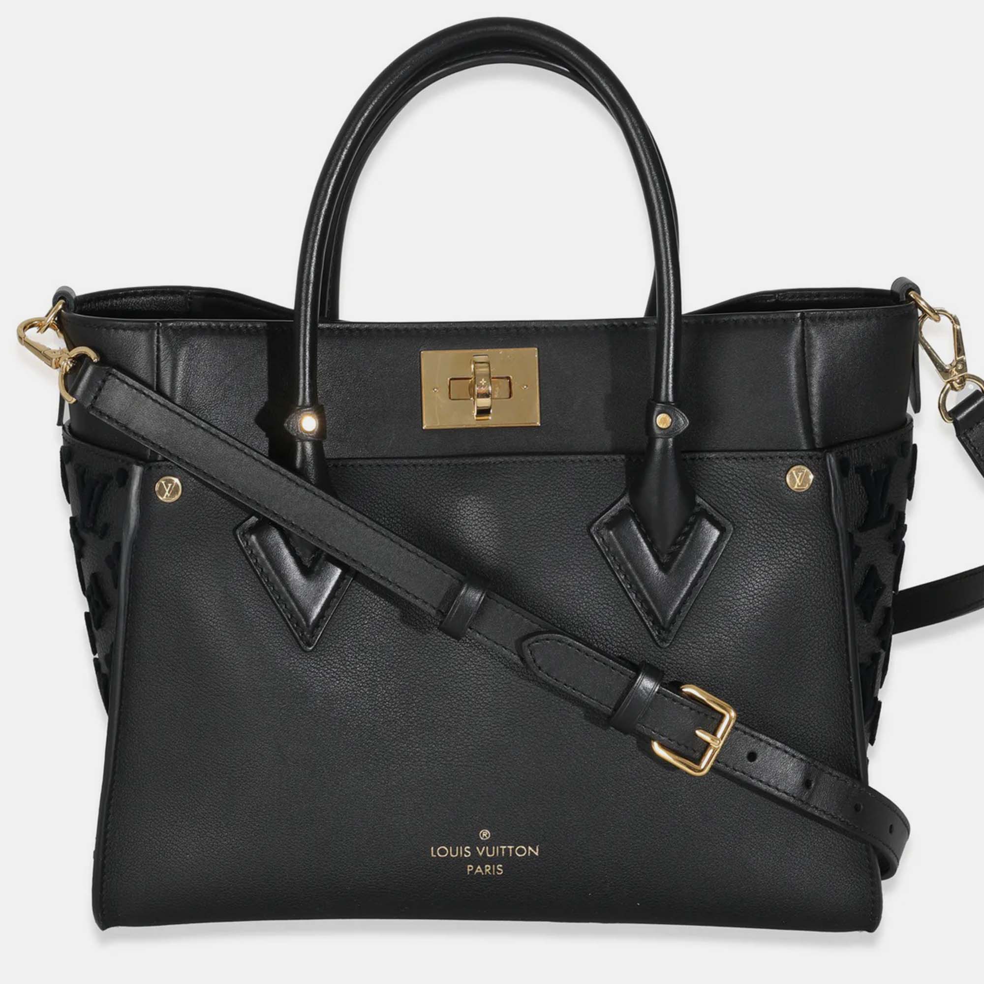 

Louis Vuitton Black Calfskin Monogram Tufting On My Side MM