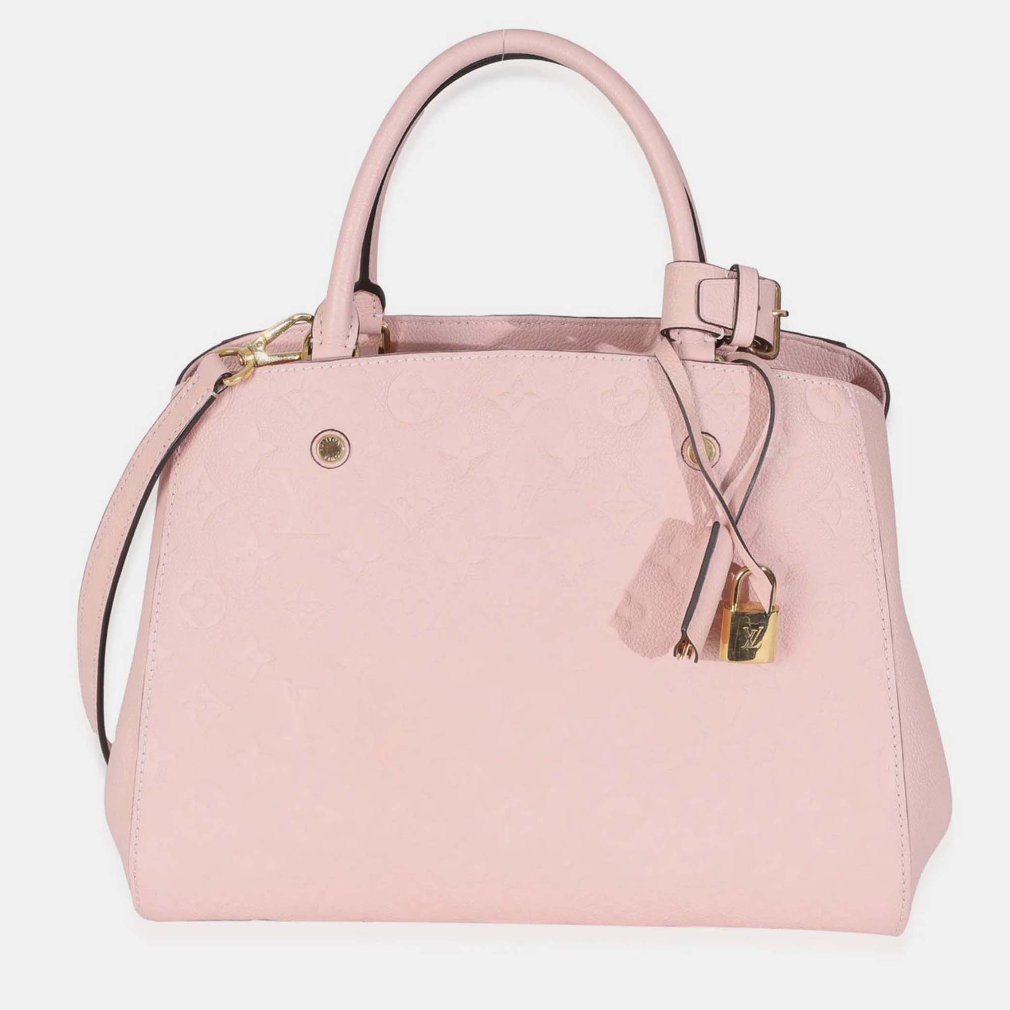 Pre-owned Louis Vuitton Rose Ballerine Monogram Empreinte Montaigne Mm In Pink