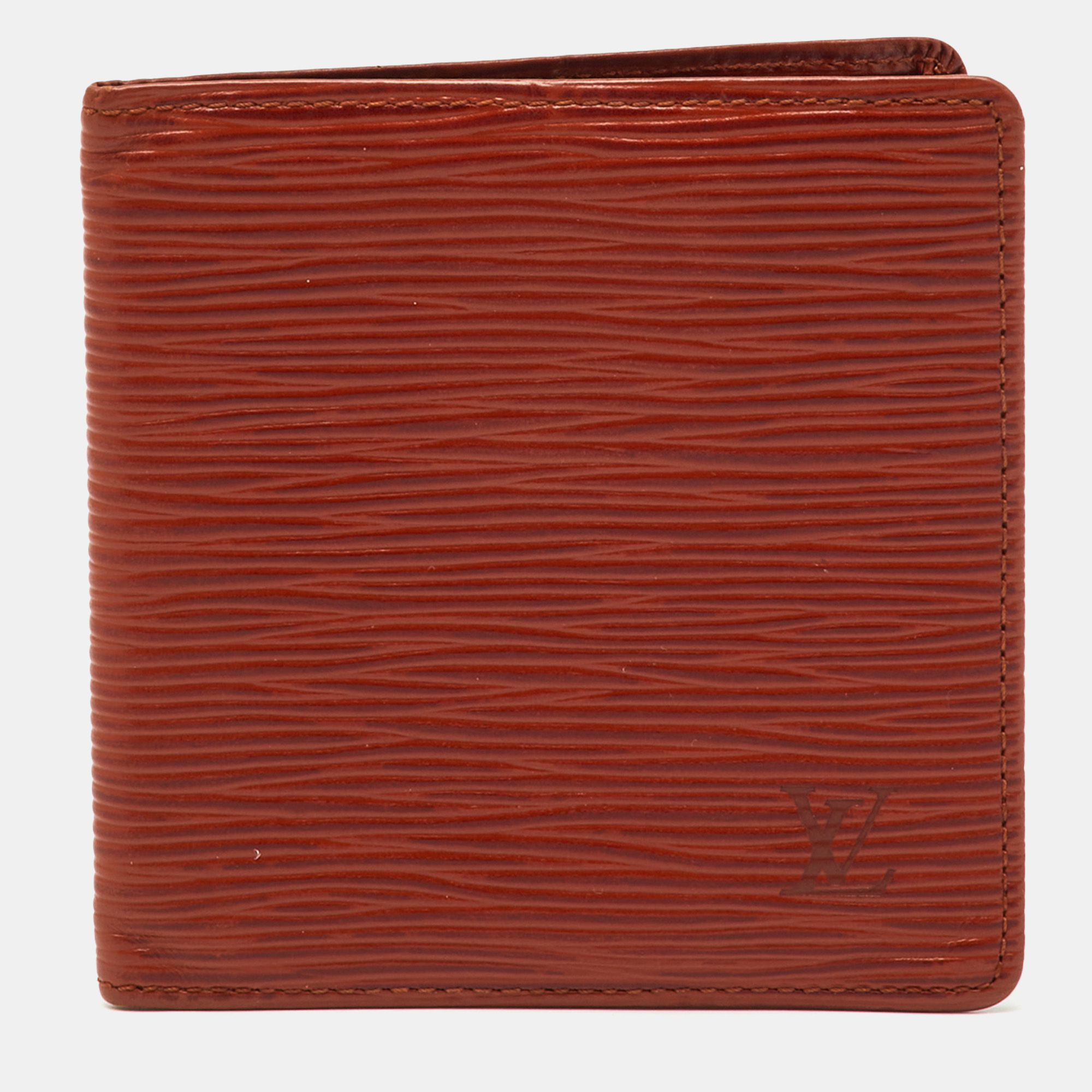 Pre-owned Louis Vuitton Cipango Gold Epi Leather Bifold Wallet In Brown