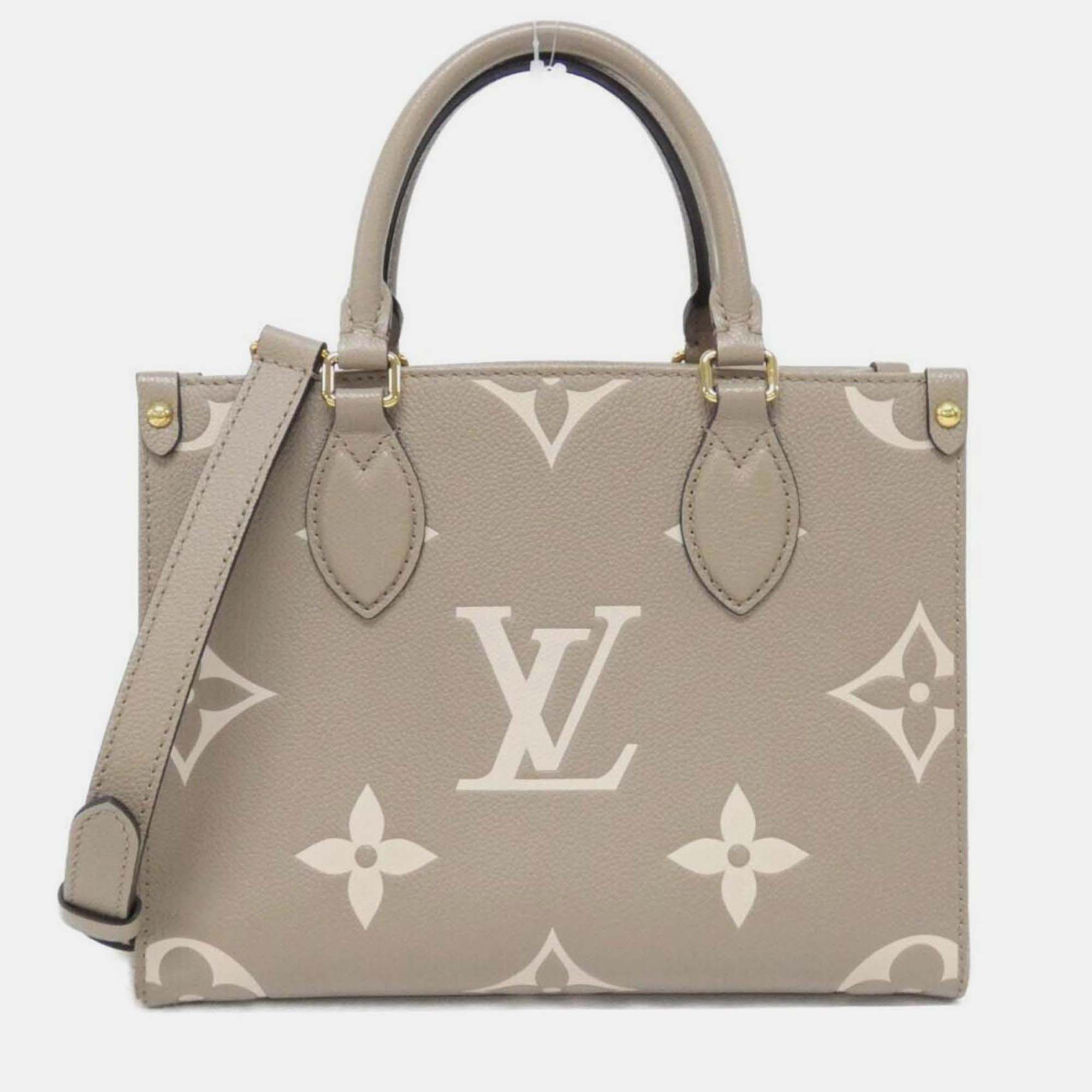 

Louis Vuitton Two-Tone Monogram Empreinte On-The-Go Pm Handbag, Brown