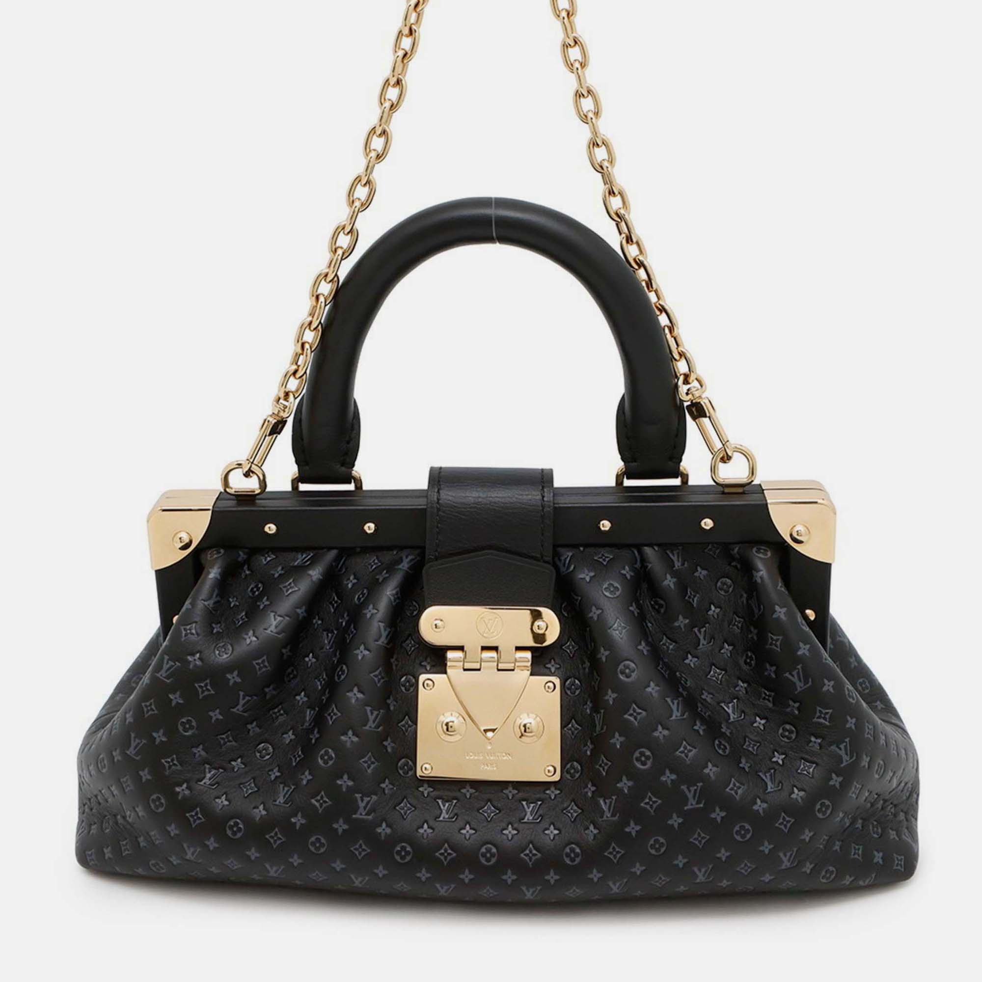 Pre-owned Louis Vuitton Nanogram Calf Leather Monogram Clutch Bag Black