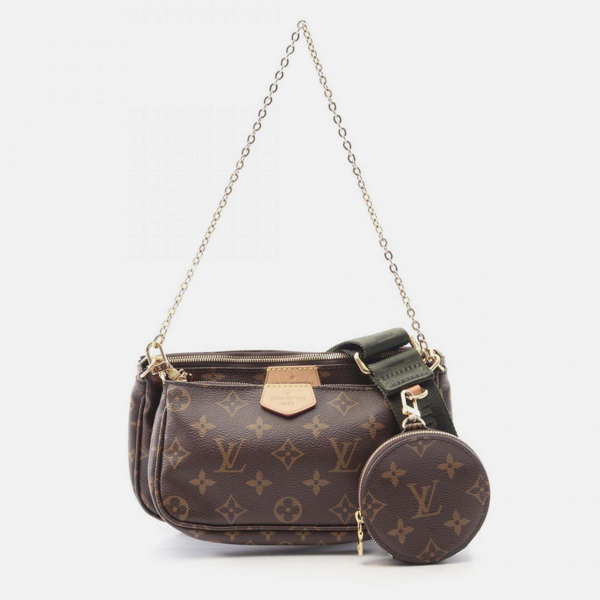 

Louis Vuitton Multi Pochette Accessoires Shoulder Bag In Coated Canvas With Monogram Design Brown And Khaki