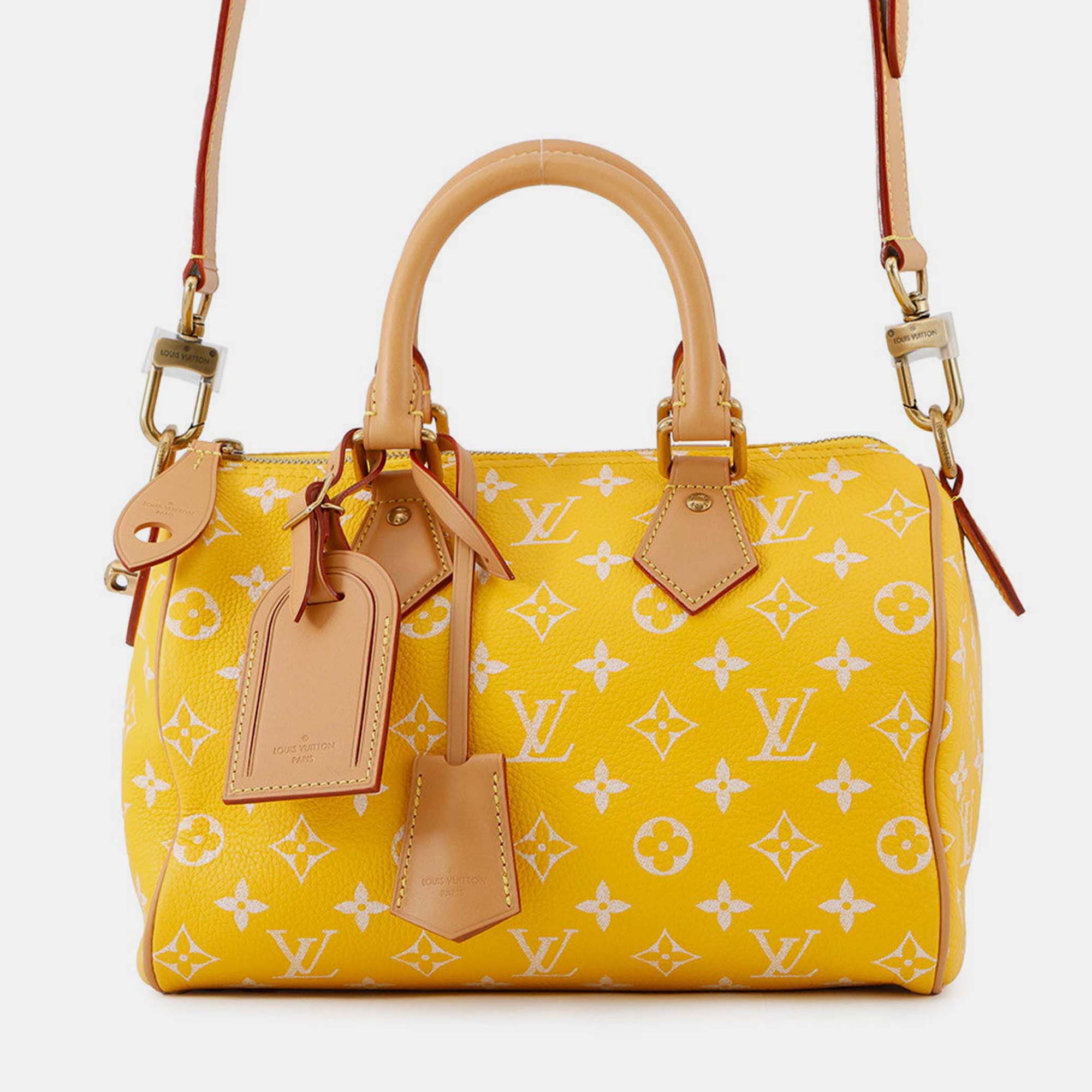 Pre-owned Louis Vuitton Speedy P9 Bandouliere Jaunemat Monogram Size 25 In Yellow