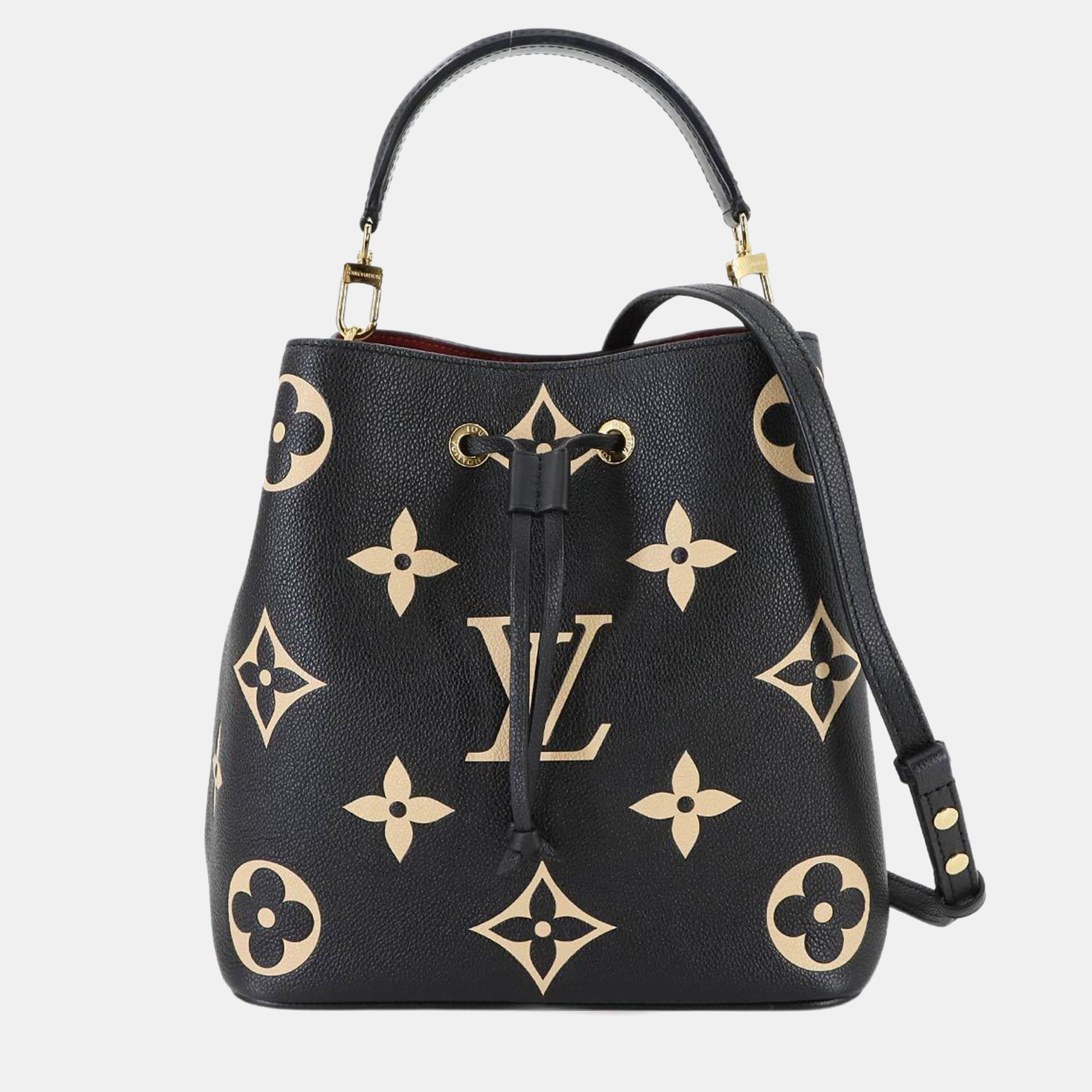 

Louis Vuitton Neo Noe Mm Two-Way Monogram Empreinte Handbag In Black And Beige Leather With Rfid