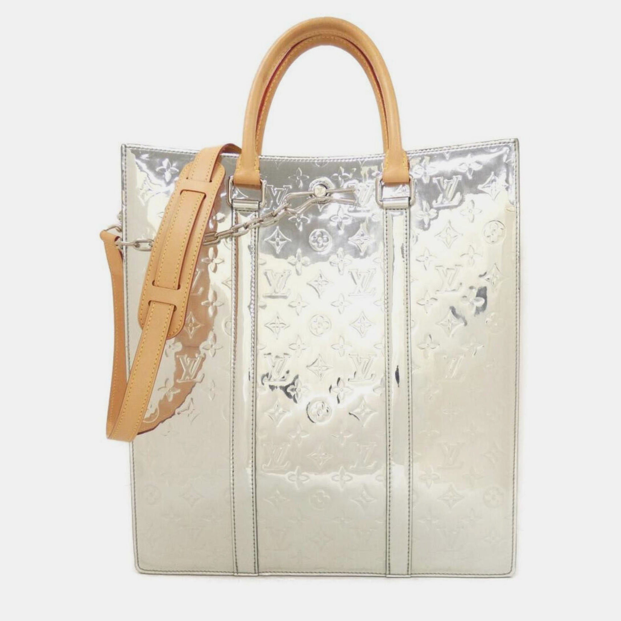 

Louis Vuitton Silver Monogram Mirror Sac Plat Handbag
