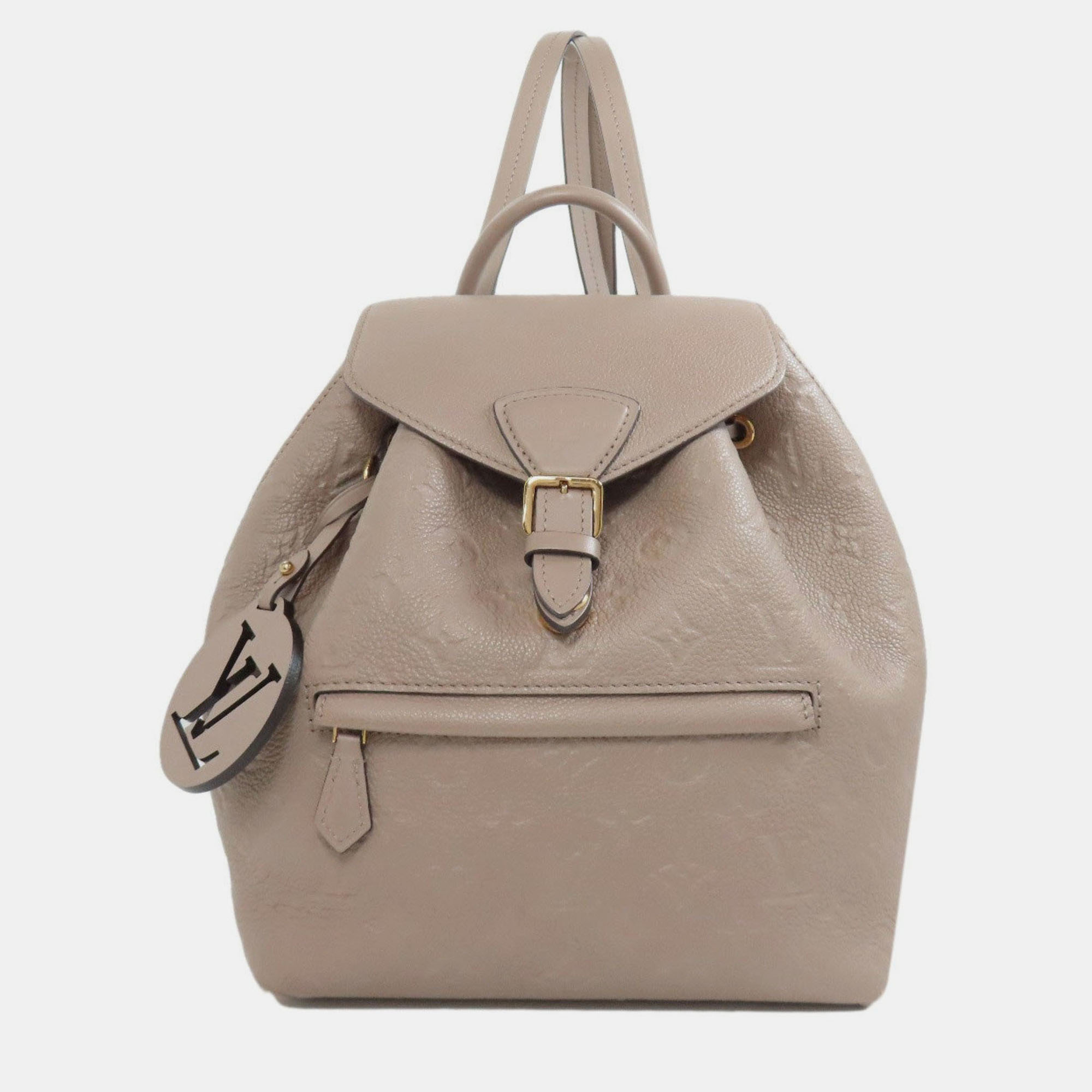 Pre-owned Louis Vuitton Montsouris Pm Backpack Daypack Empreinte In Sand