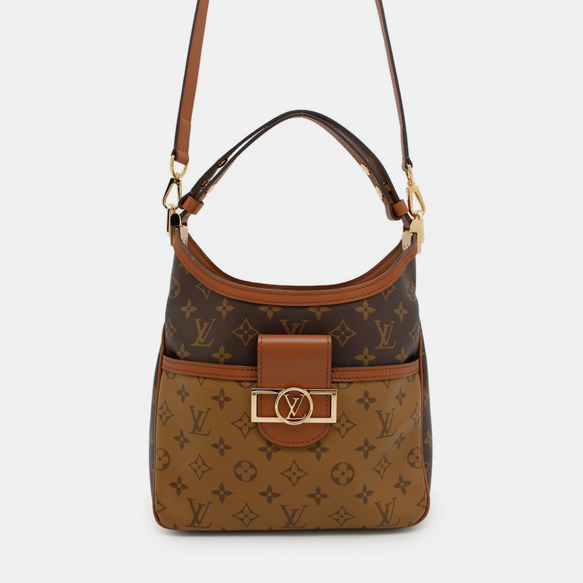 

Louis Vuitton Monogram Reverse Hobo Dauphine Shoulder Bag, Brown