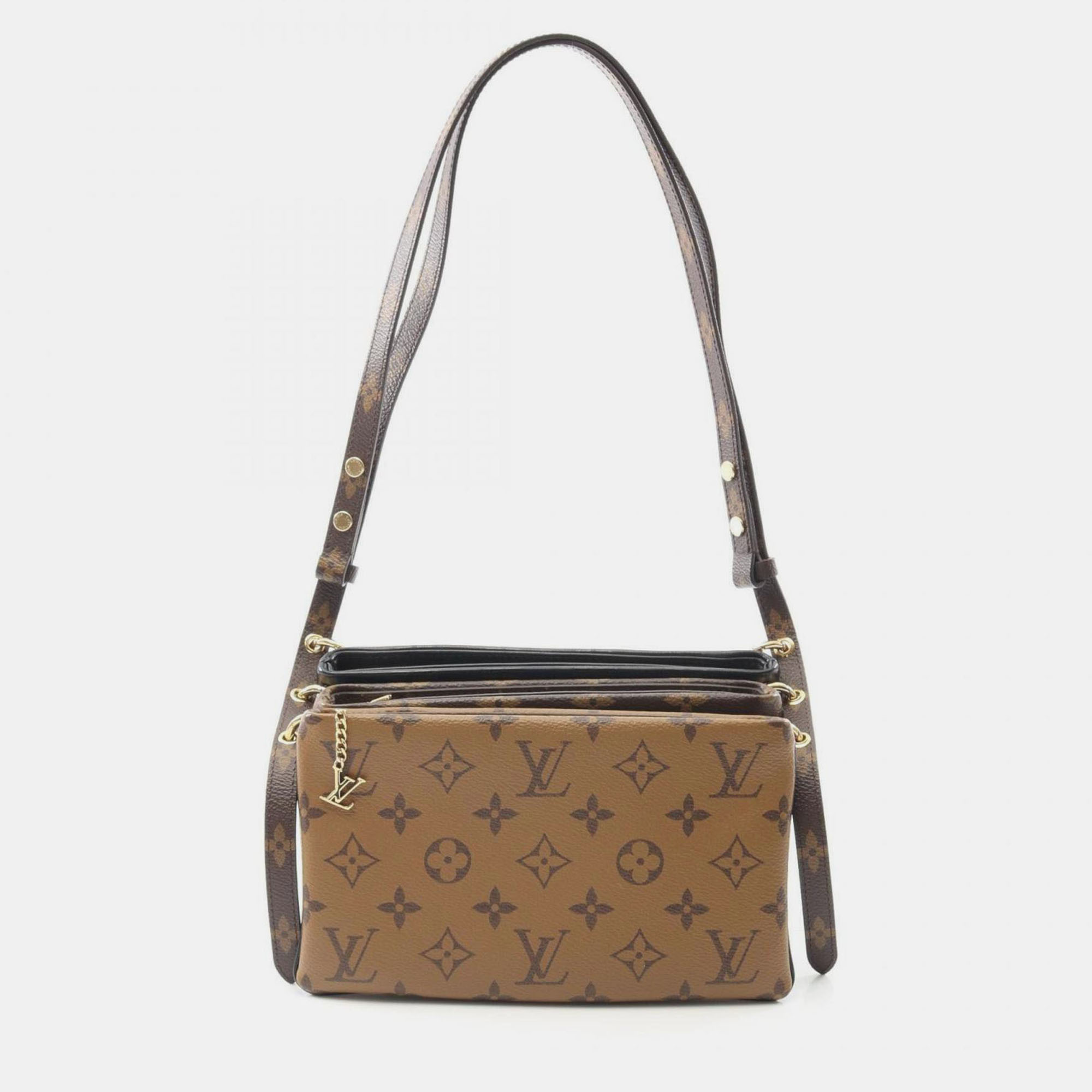 

Louis Vuitton Pochette Shoulder Bag Coated Canvas Lamb Leather Monogram Reverse Black Brown