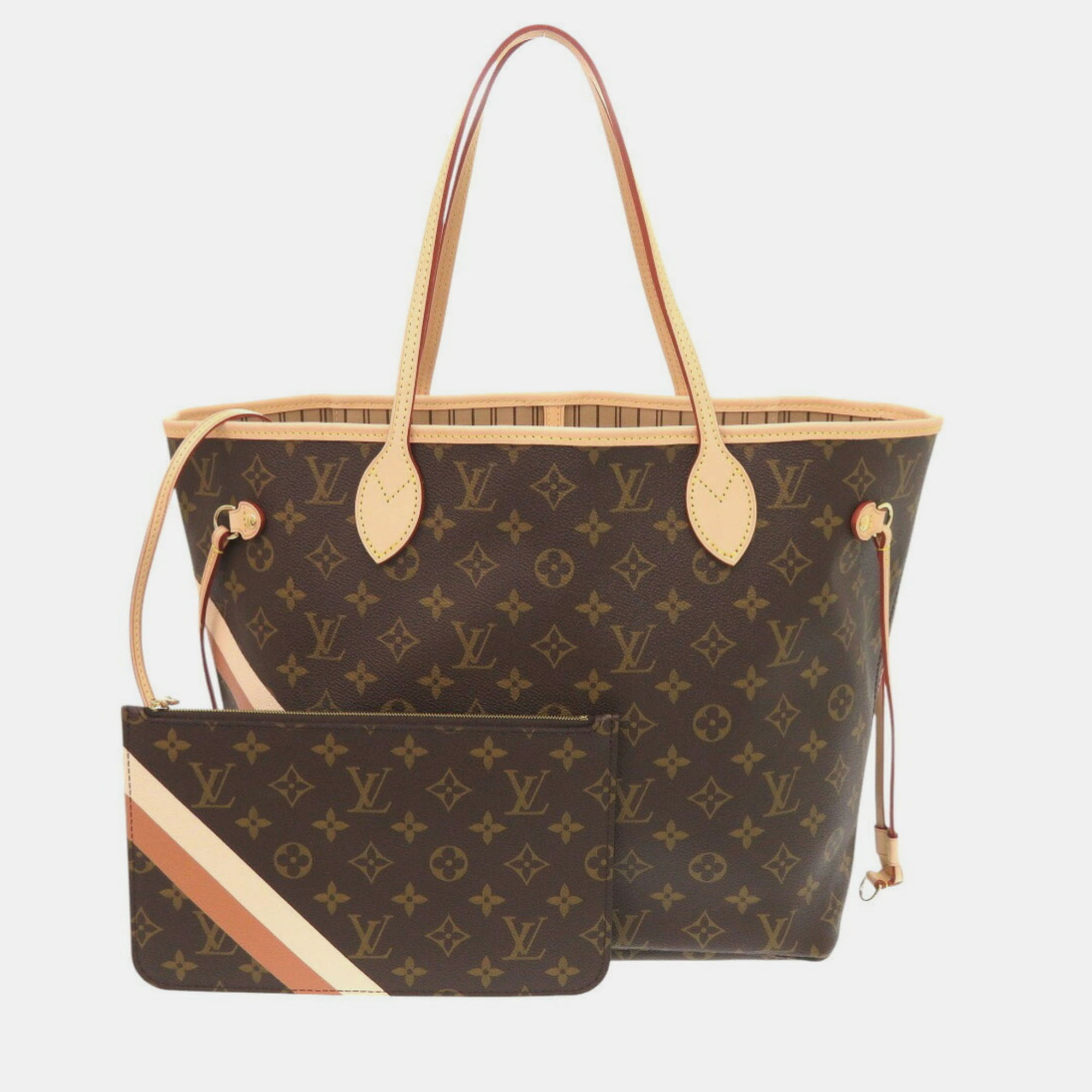 Pre-owned Louis Vuitton Neverfull Mm Mon Monogram Tote Bag In Camel Quartz In Brown