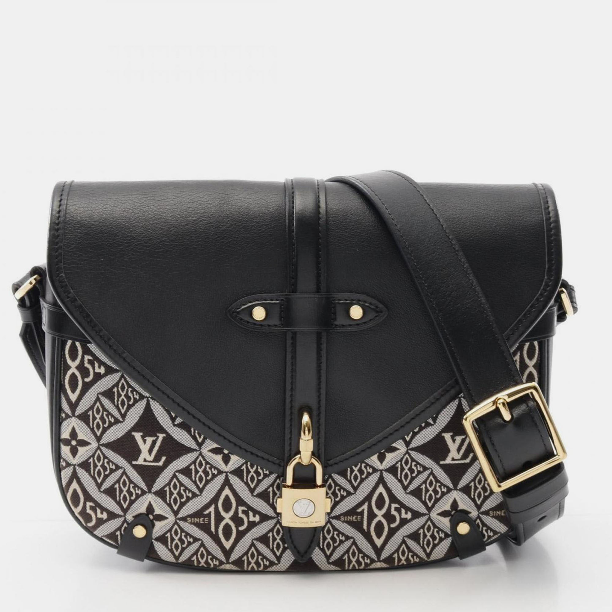 Pre-owned Louis Vuitton Neo Saumur Mm Since 1854 Shoulder Bag Canvas And Leather With Monogram Jacquard Black White