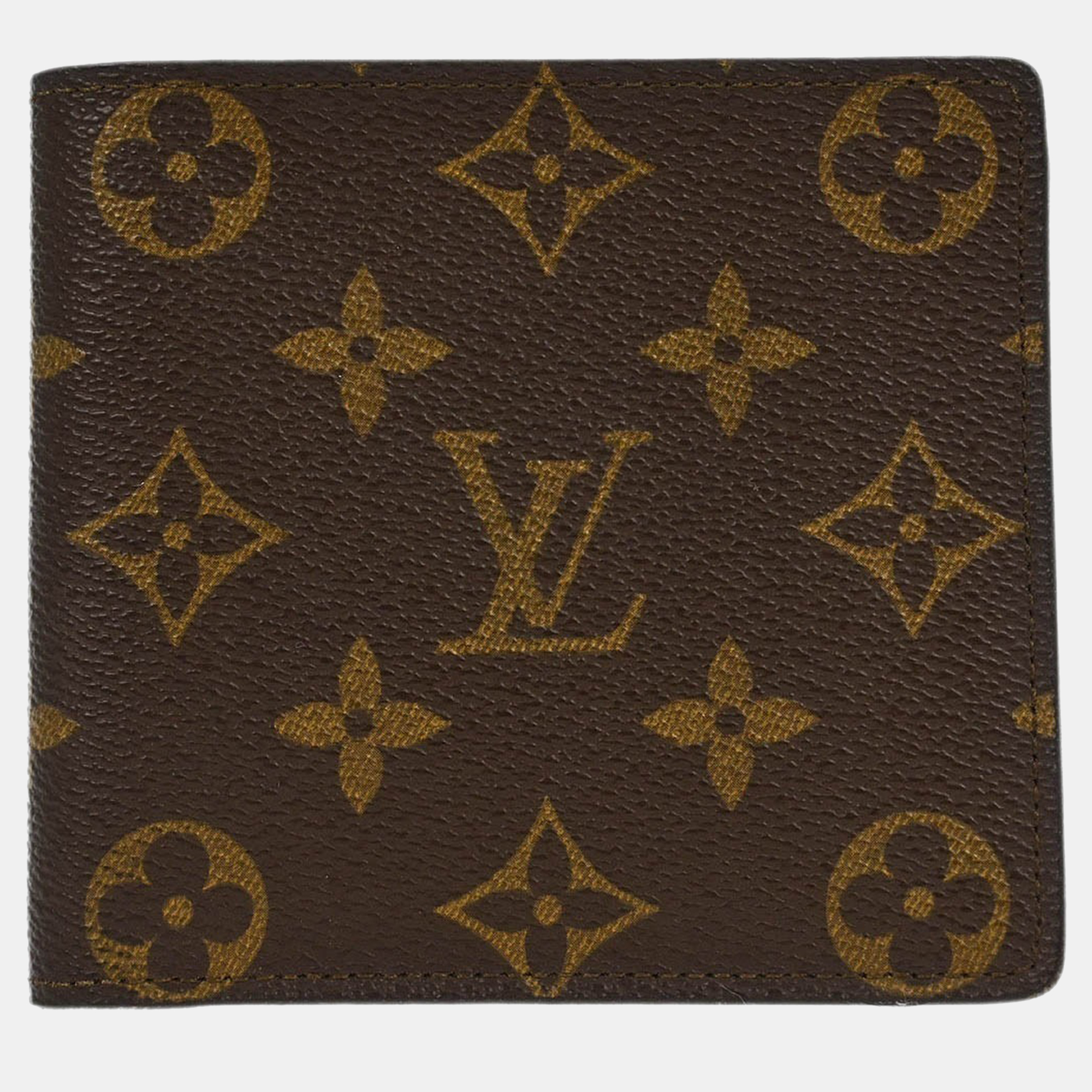 Pre-owned Louis Vuitton Monogram Porte Billets Cartes Credit Wallet In Brown