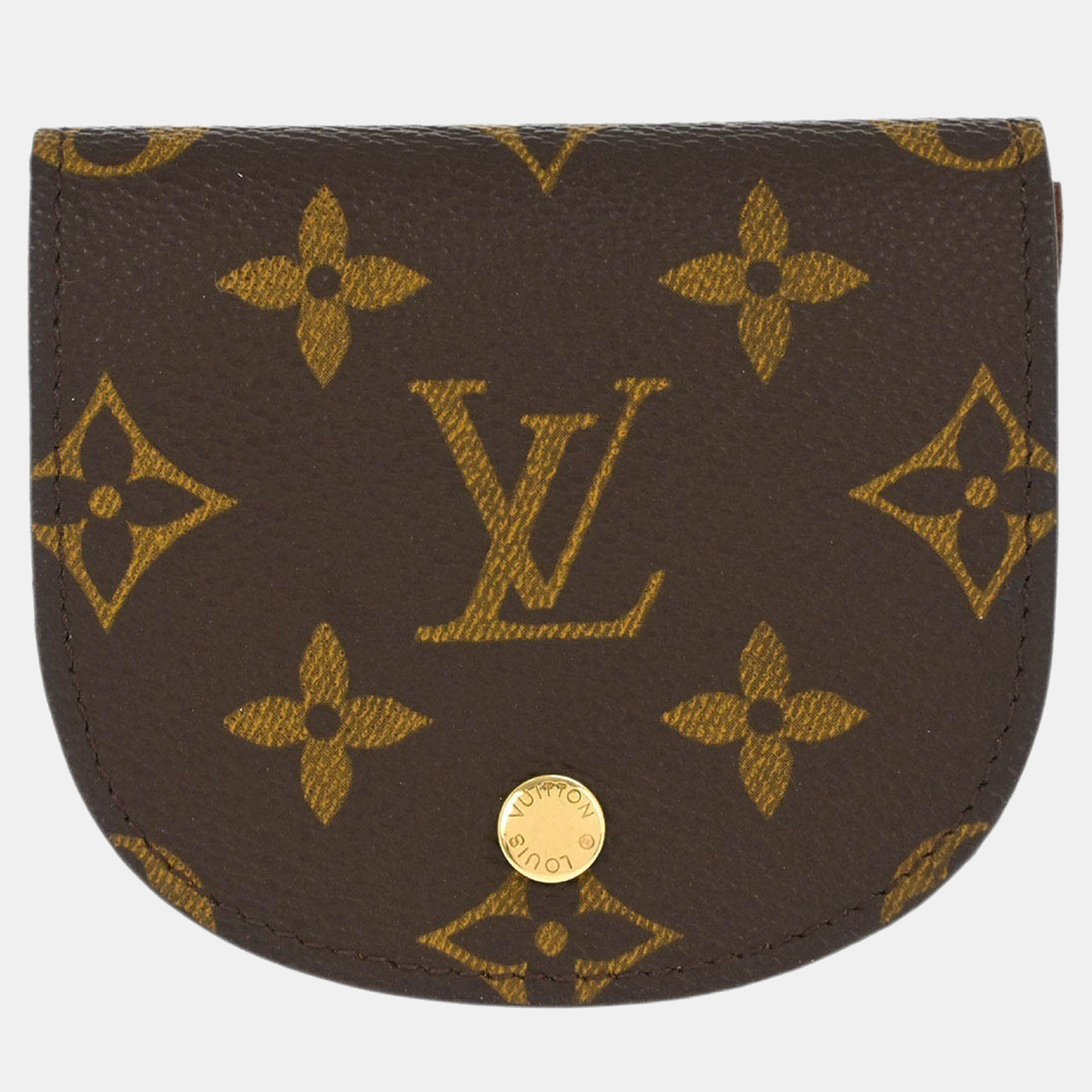 Pre-owned Louis Vuitton Porte Monnaie Gousset Coin Case Wallet In Brown