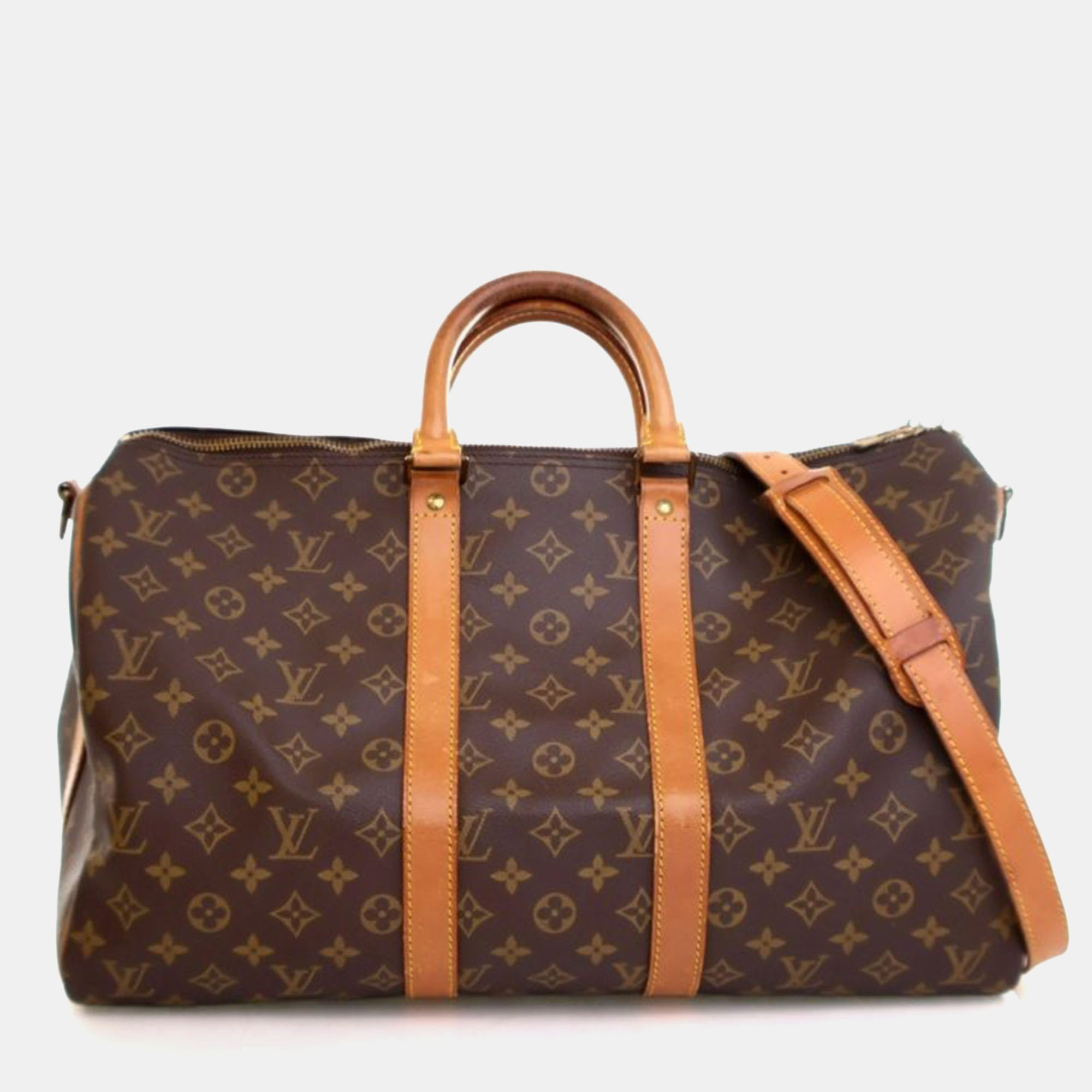 Pre-owned Louis Vuitton Vintage Brown Monogram Keepall Bandouliere 45