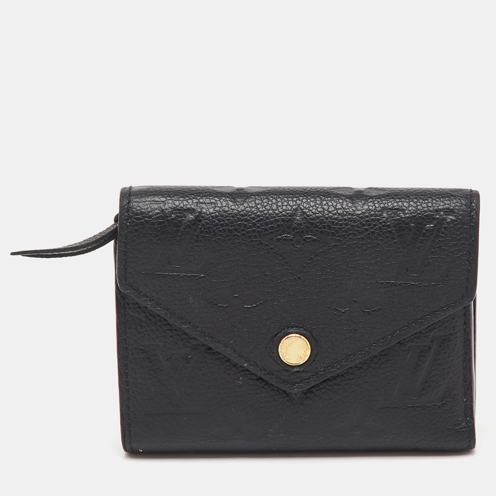 Pre-owned Louis Vuitton Black Monogram Empreinte Leather Victorine Wallet