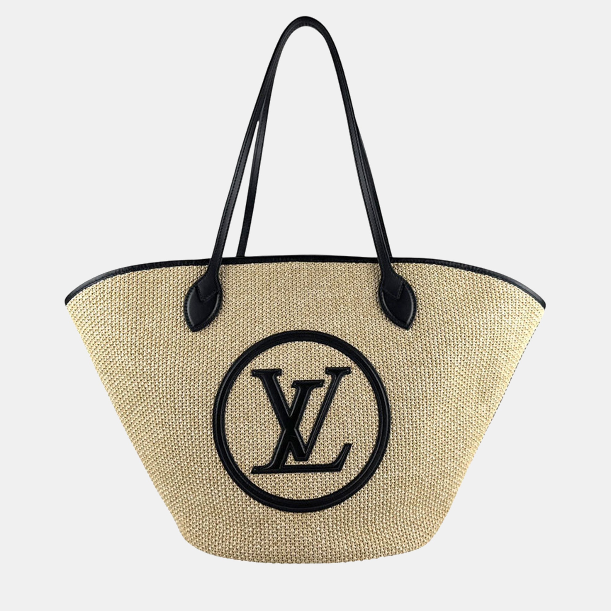 

Louis Vuitton Saint Jacques Beige Black Raffia Leather Shoulder Tote Bag