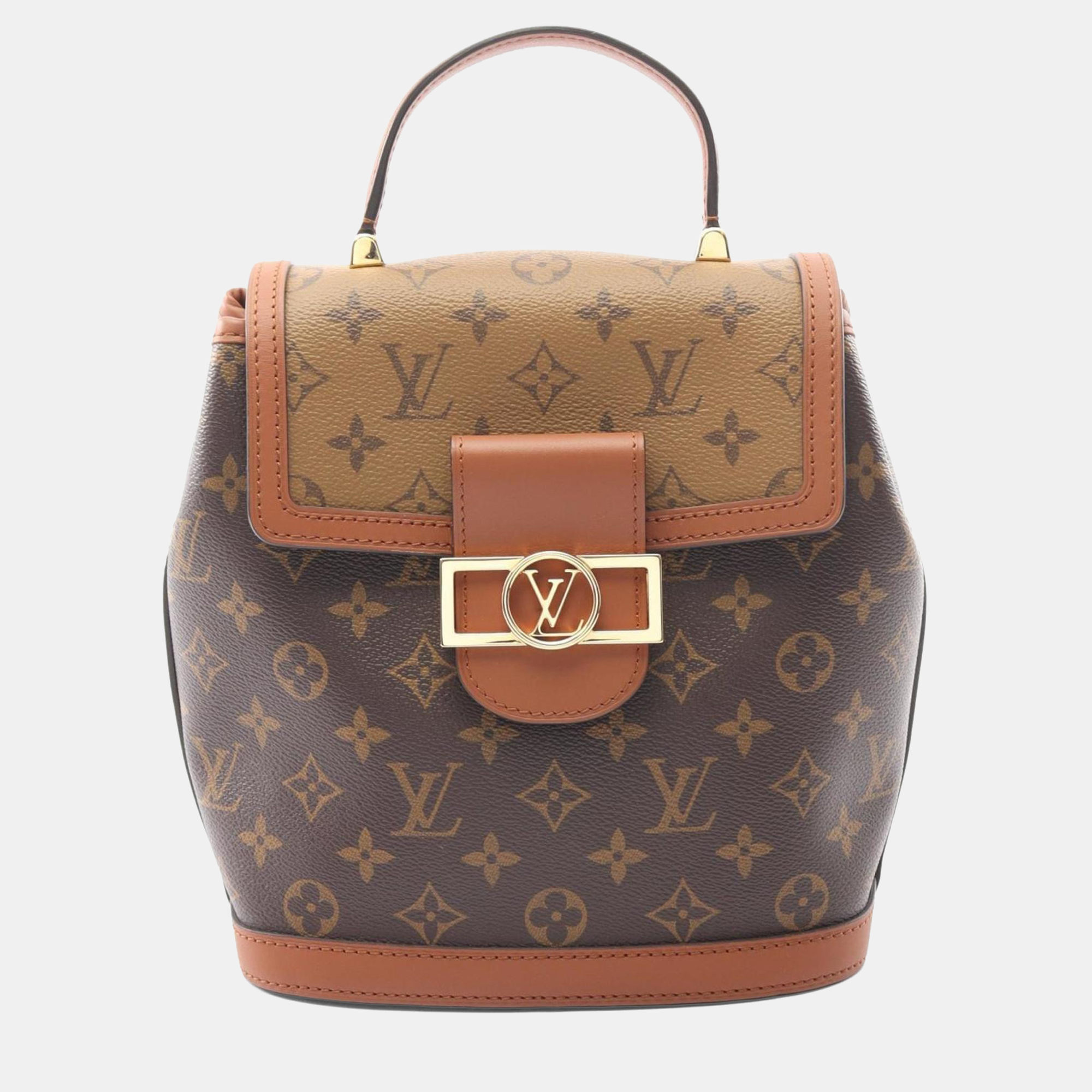 Pre-owned Louis Vuitton Dauphine Backpack Pvc-coated Canvas And Leather Monogram Reverse Brown