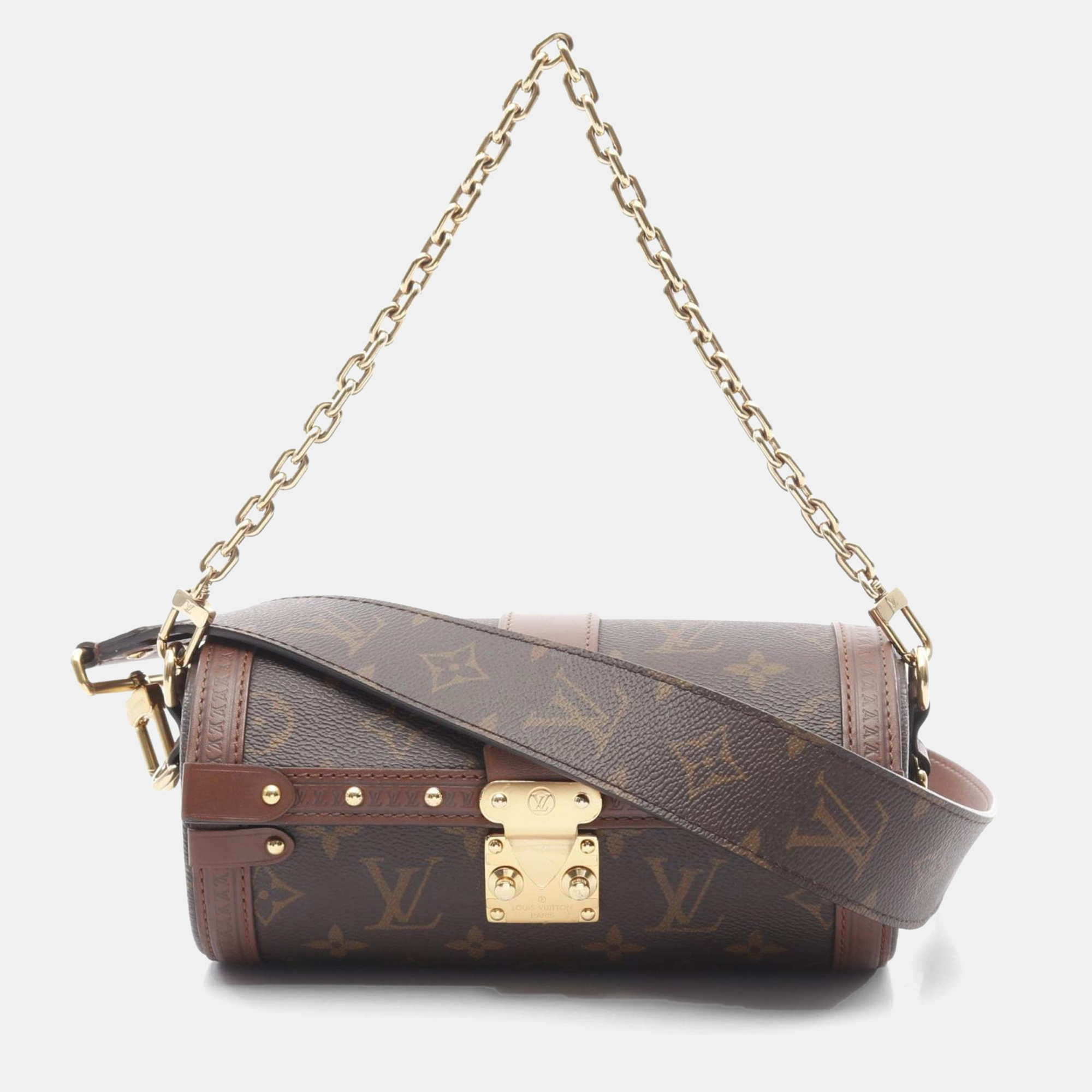 Pre-owned Louis Vuitton Papillon Trunk Monogram Shoulder Bag Coated Canvas And Leather Brown