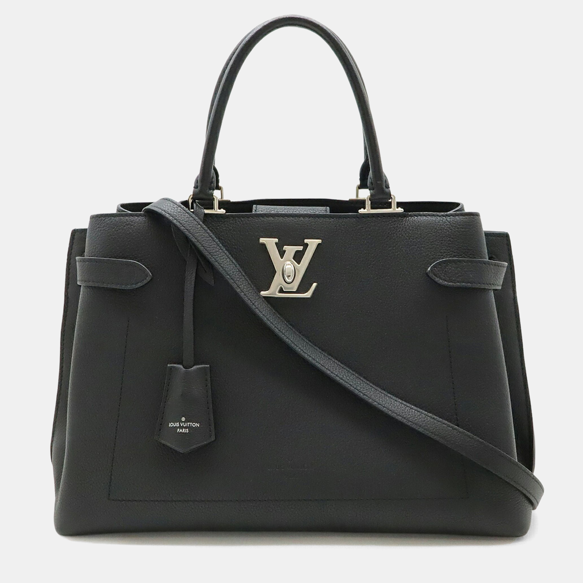 

Louis Vuitton Lock Me Day Black Leather Tote Bag