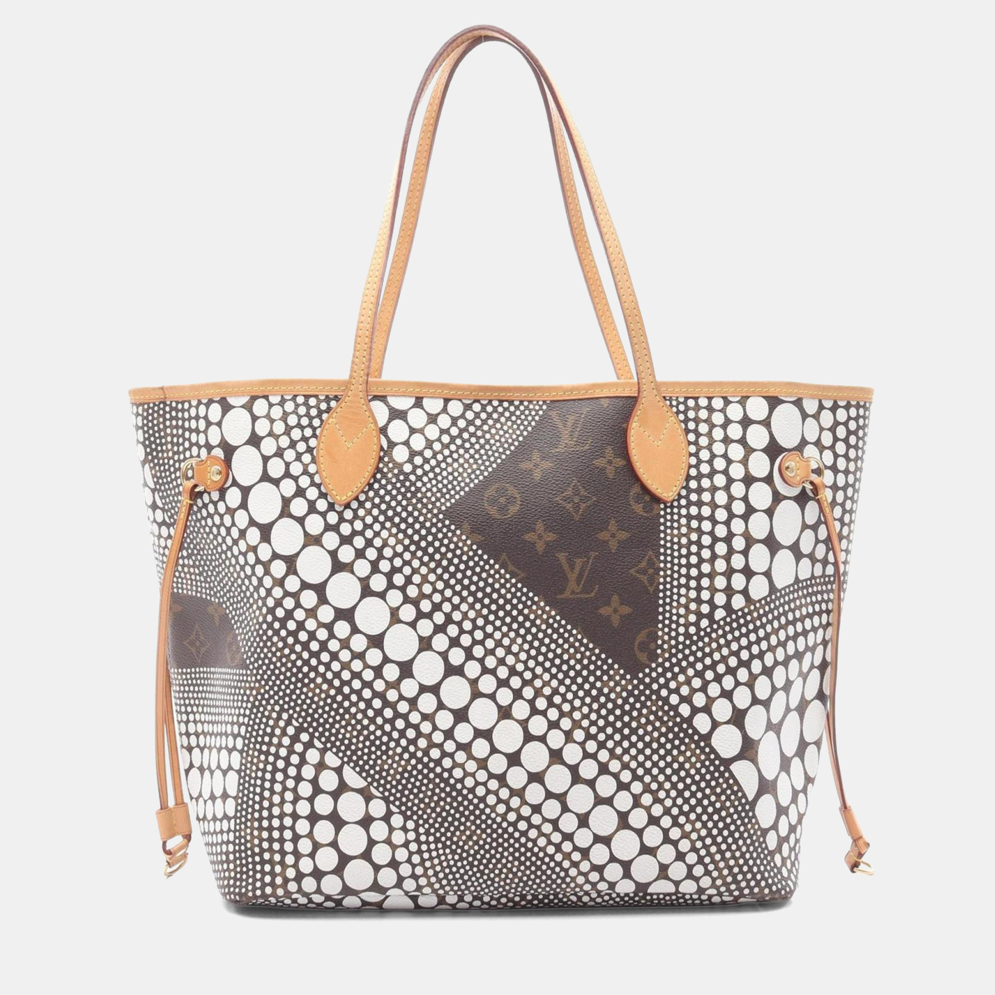 Pre-owned Louis Vuitton Neverfull Mm Tote Bag Pvc-coated Canvas And Leather Monogram Wave White/brown