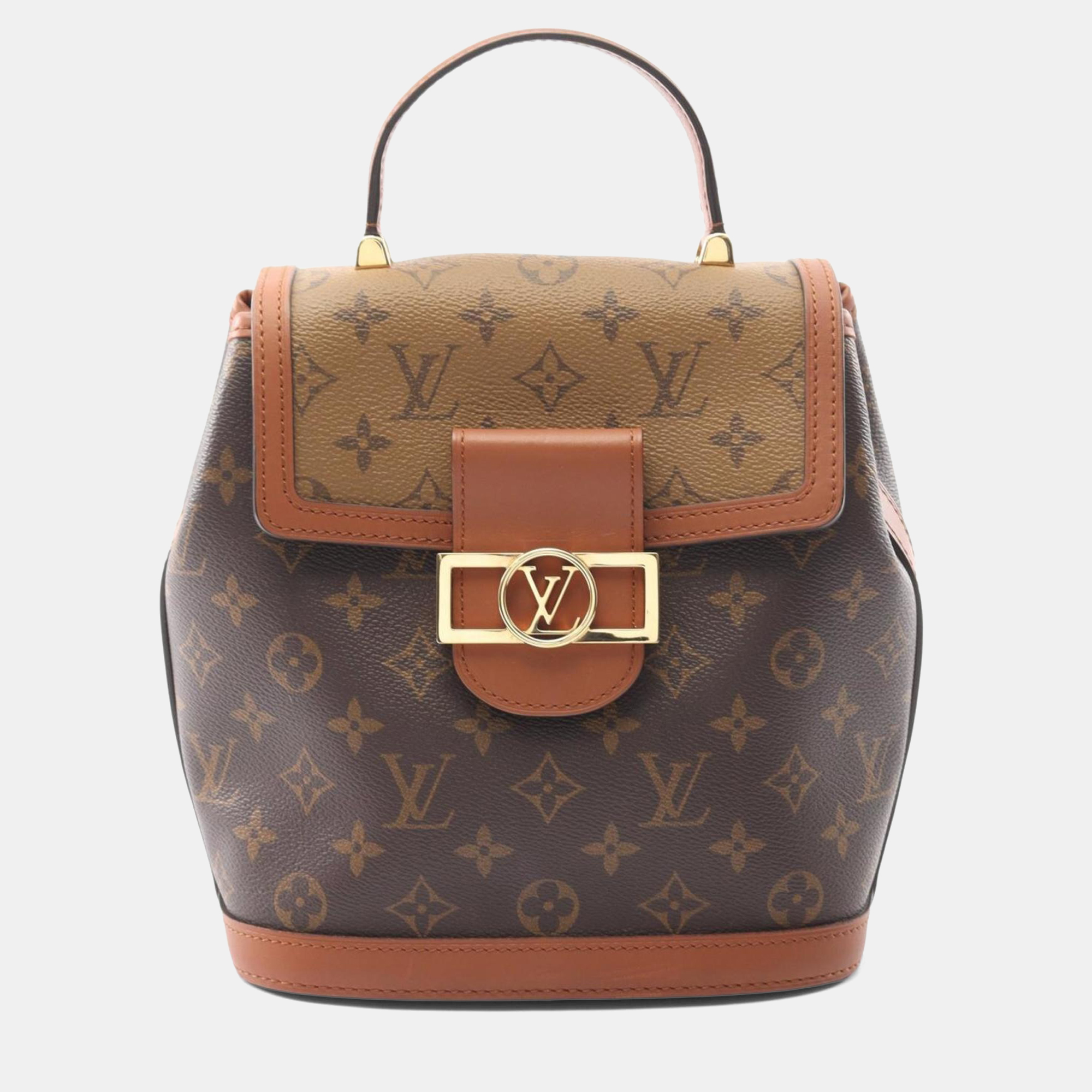 Pre-owned Louis Vuitton Dauphine Backpack Pvc-coated Canvas And Leather Monogram Reverse Brown