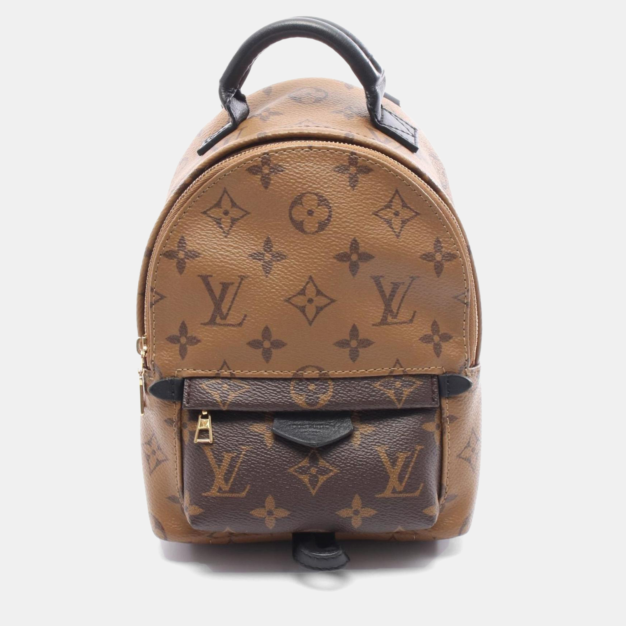Pre-owned Louis Vuitton Palm Springs Mini Backpack Coated Canvas And Leather Monogram Reverse Brown