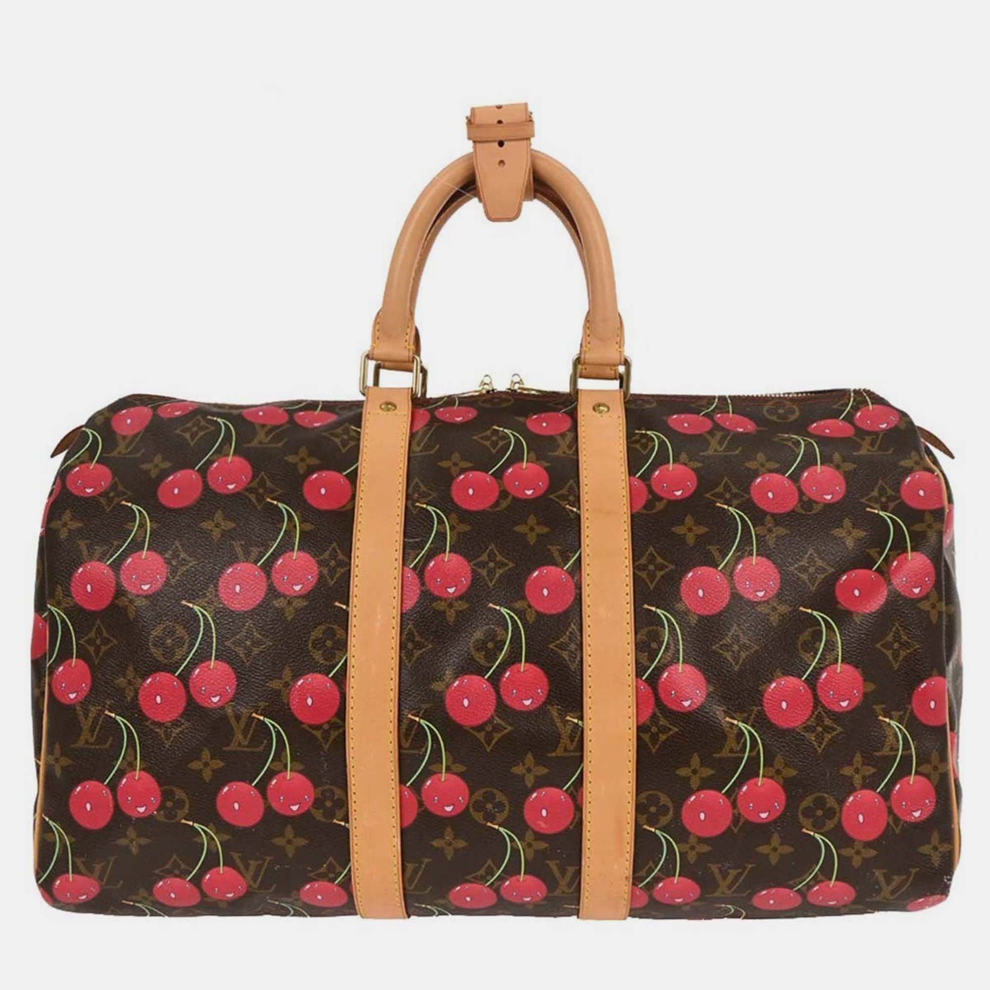 

Louis Vuitton Monogram Cherry Keepall 45 Duffle Handbag, Brown