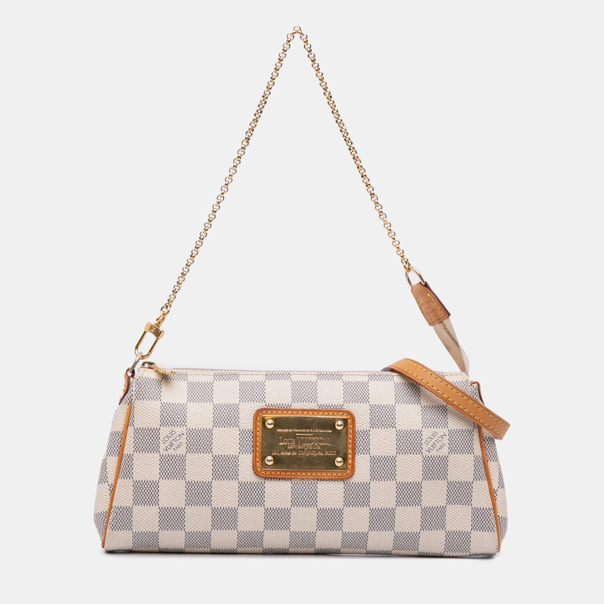 

Louis Vuitton Eva Blue Cream Damier Azur Canvas Clutch Bag, White