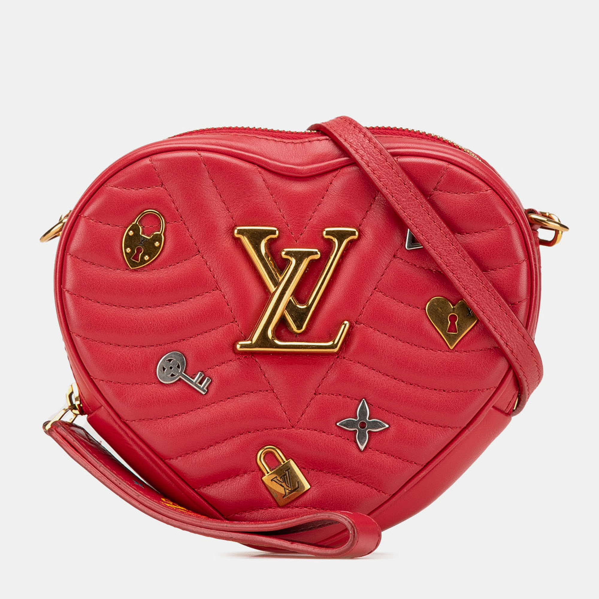 

Louis Vuitton New Wave Love Lock Calfskin Leather Crossbody Bag, Red