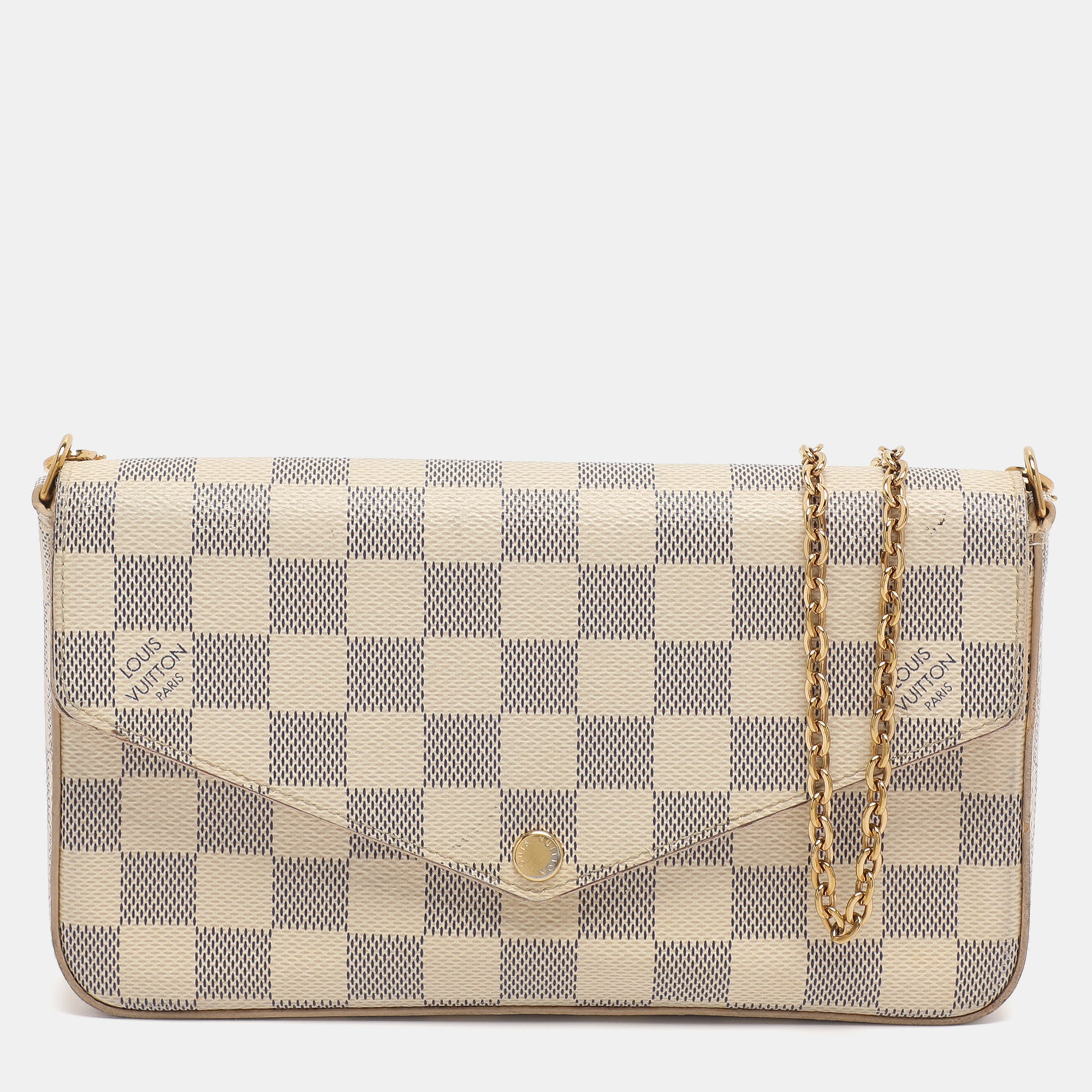 

Louis Vuittion Damier Azur Coated Canvas Pochette Felicie Bag, Grey