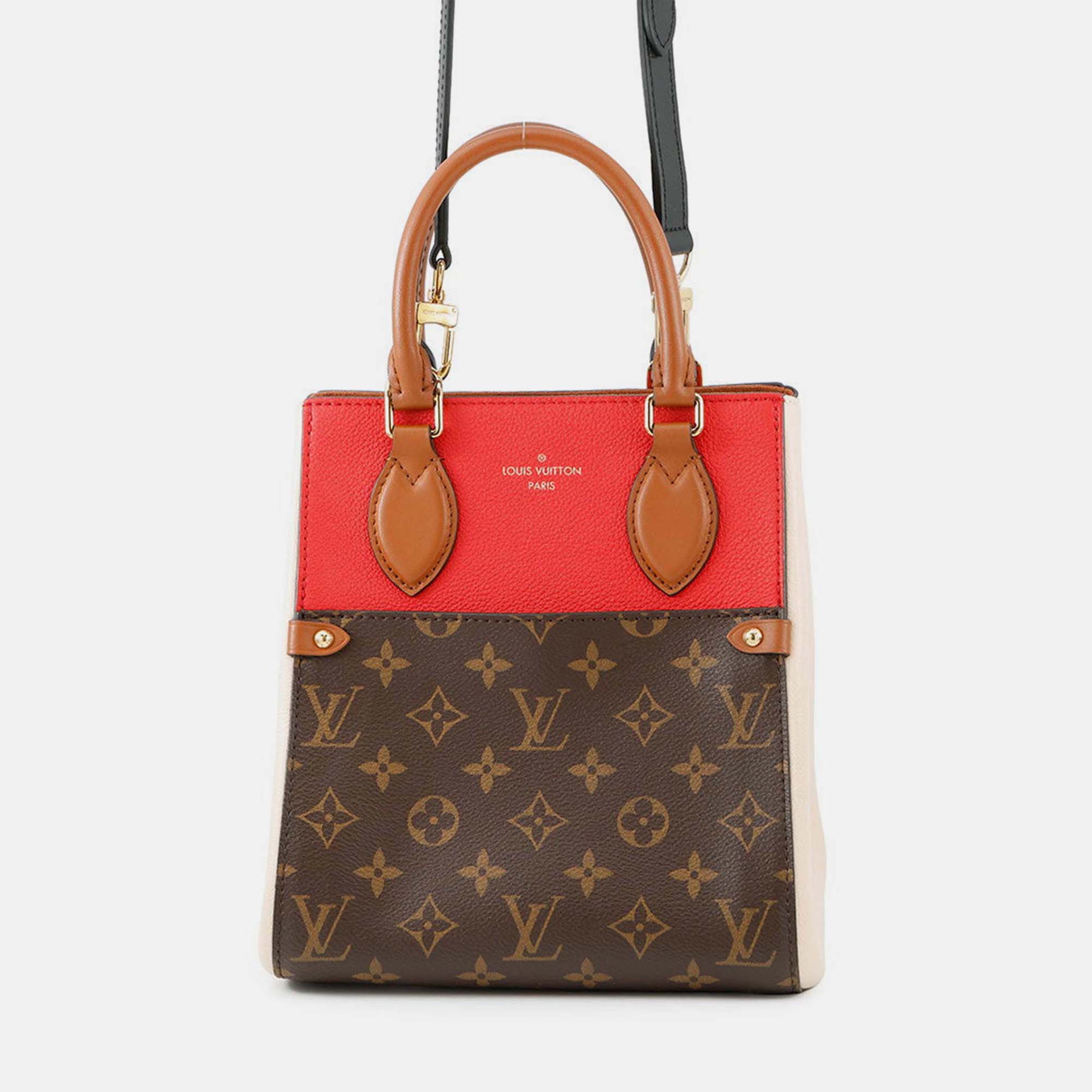 

Louis Vuitton Fold Tote PM Red, Cream, Brown Monogram Calfskin Leather Bag, Multicolor