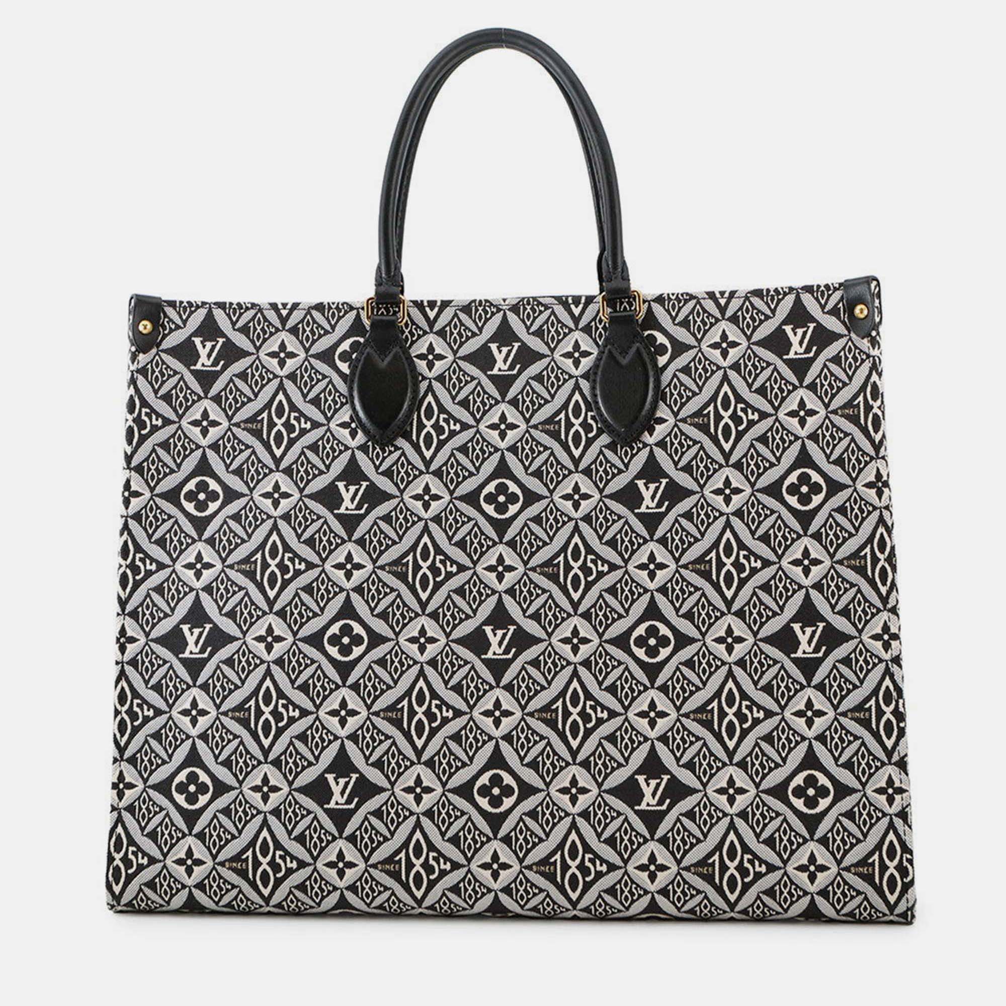Pre-owned Louis Vuitton Onthego Noir Monogram Jacquard Since 1854 Gm Tote In Black