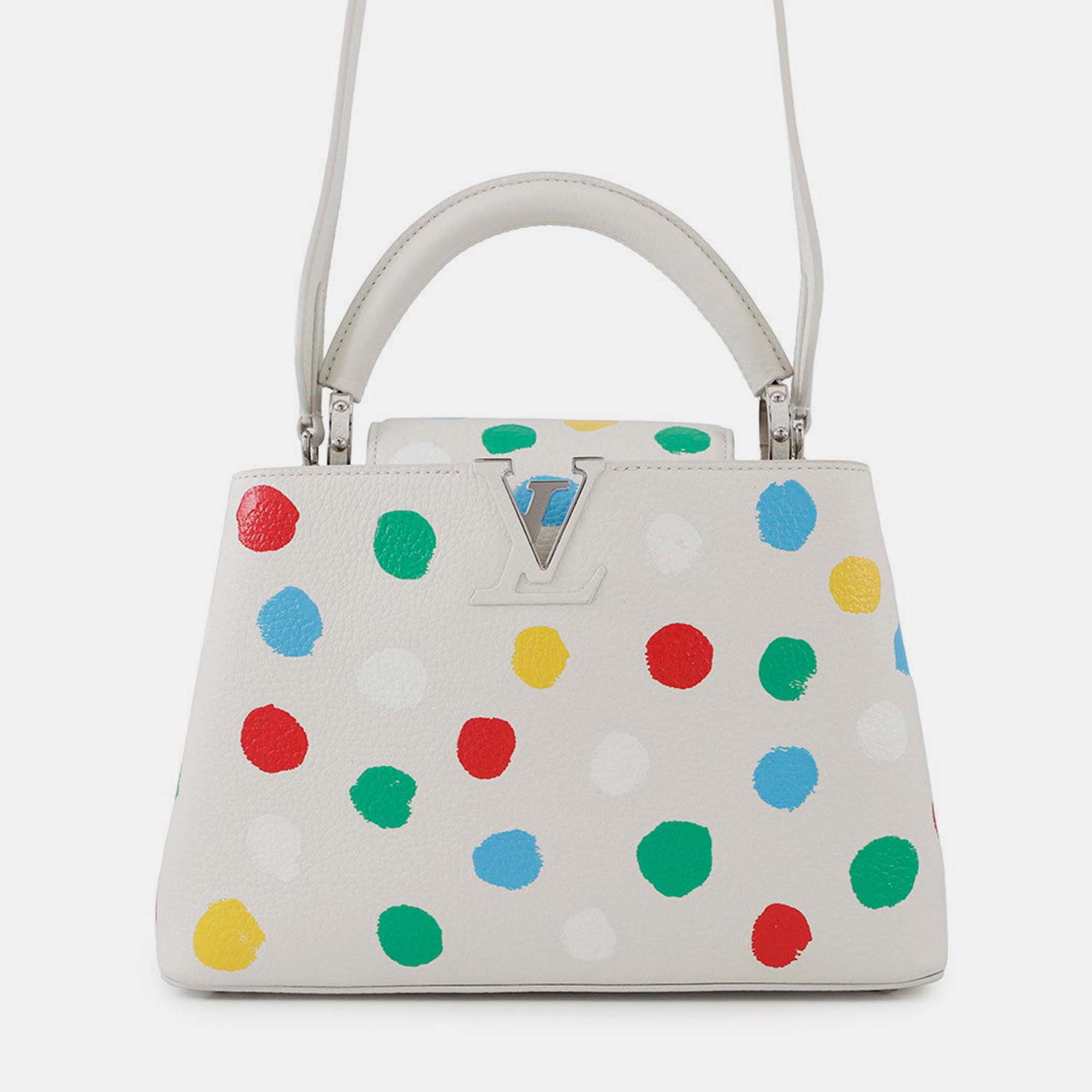 

Louis Vuitton Capucines BB Painted Dots White Multicolor Taurillon Leather Top Handle Bag