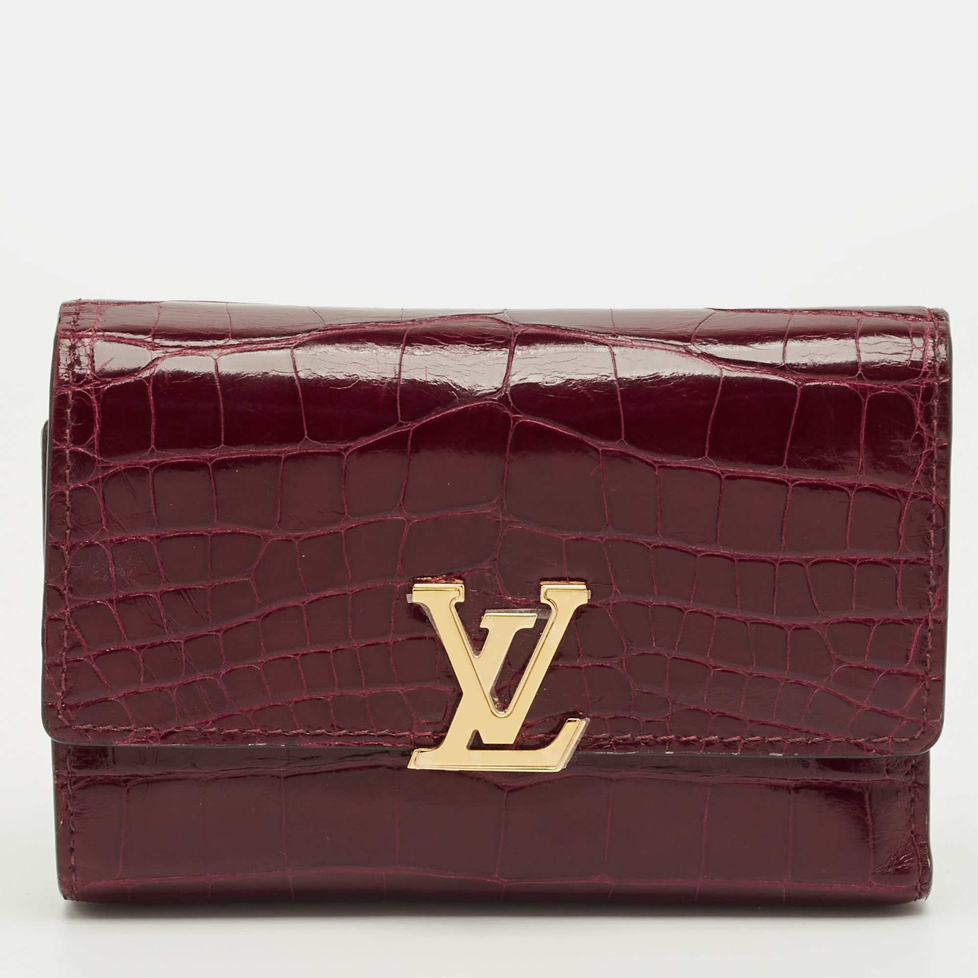 

Louis Vuitton Burgundy Crocodile Capucines Compact Wallet