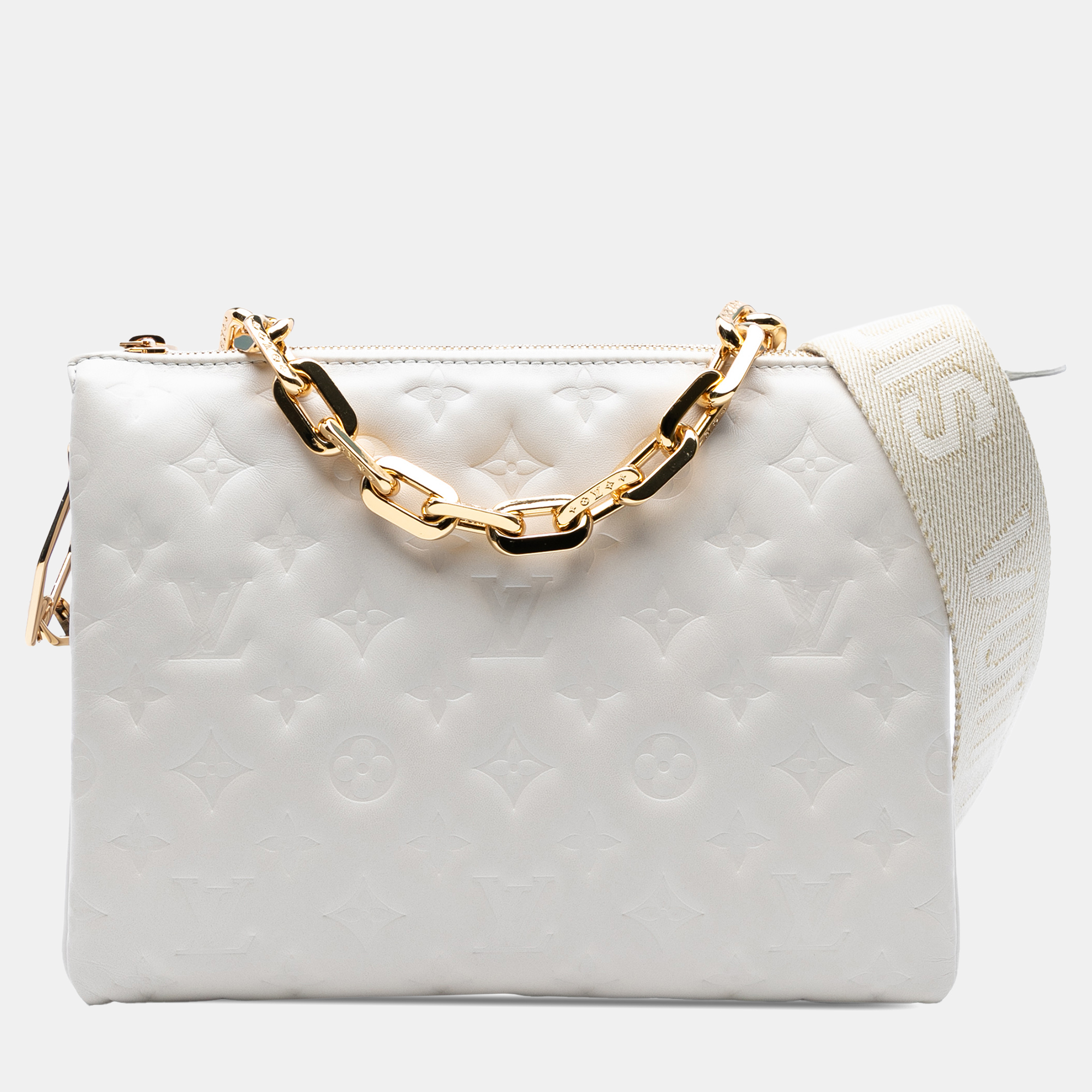 

Louis Vuitton Coussin PM Monogram Embossed Puffy Lambskin Leather Shoulder Bag, Brown