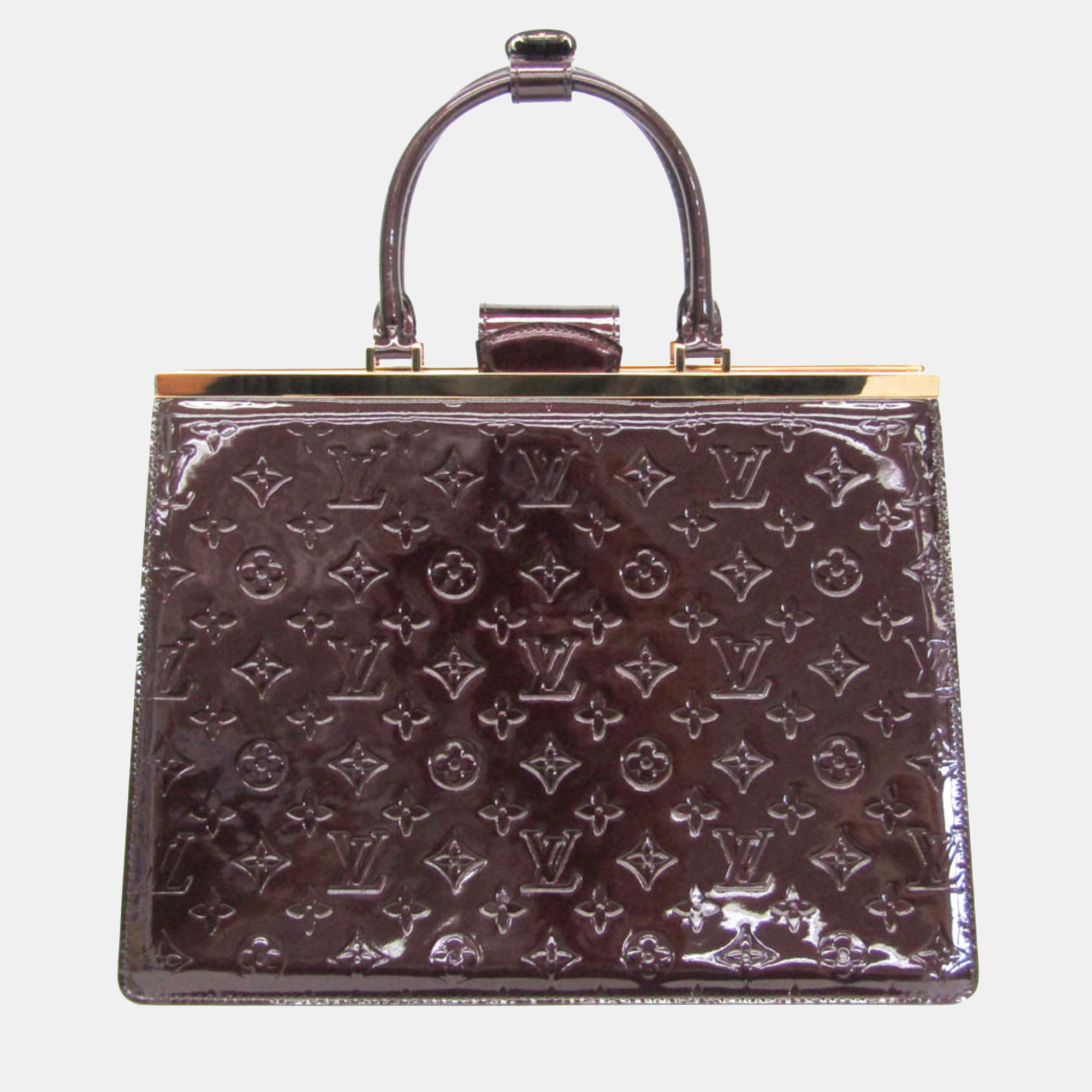 Pre-owned Louis Vuitton Amarante Monogram Vernis Desse Gm Handbag In Burgundy