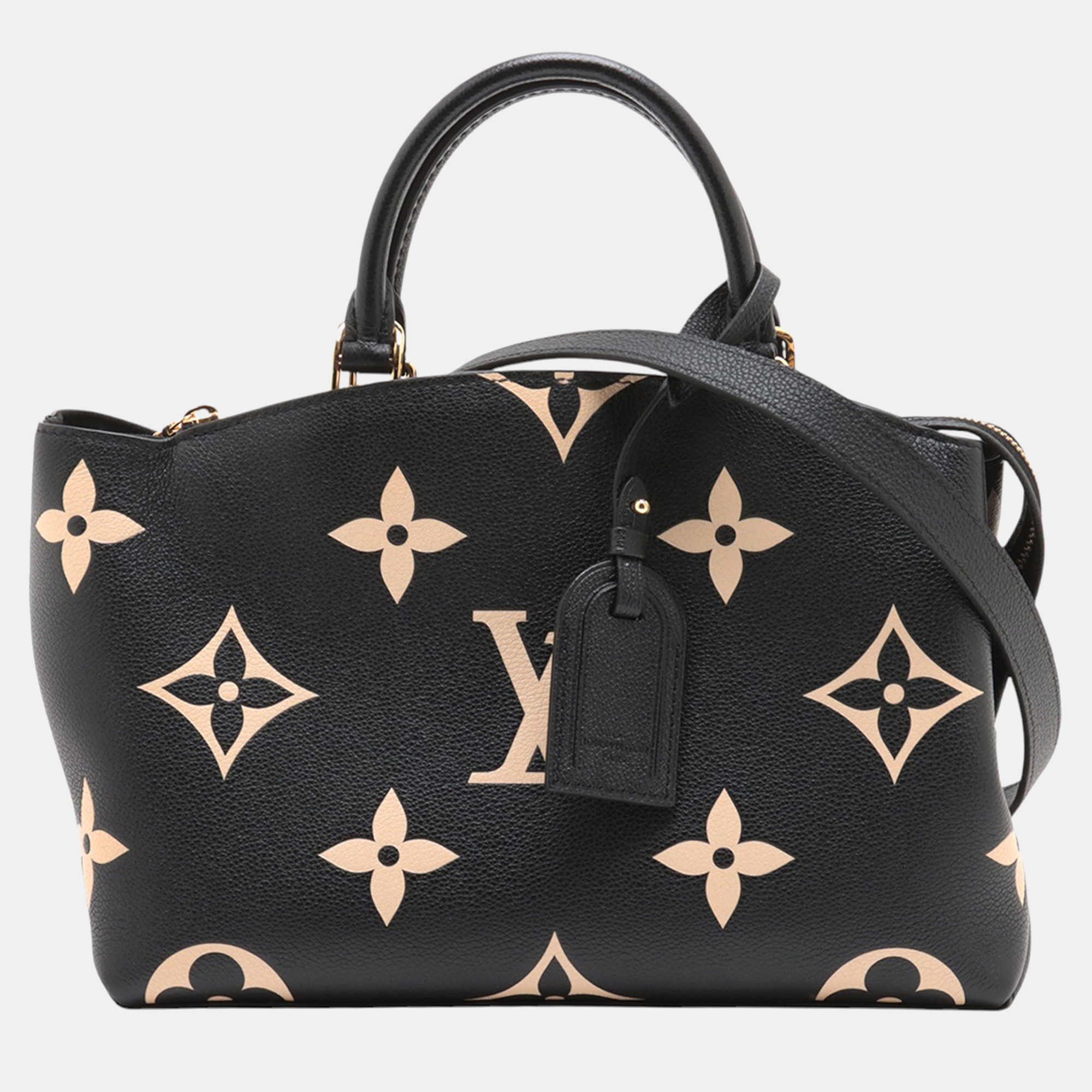 

Louis Vuitton Petit Palais Bicolor Monogram Empreinte Giant Leather Top Handle Bag, Black