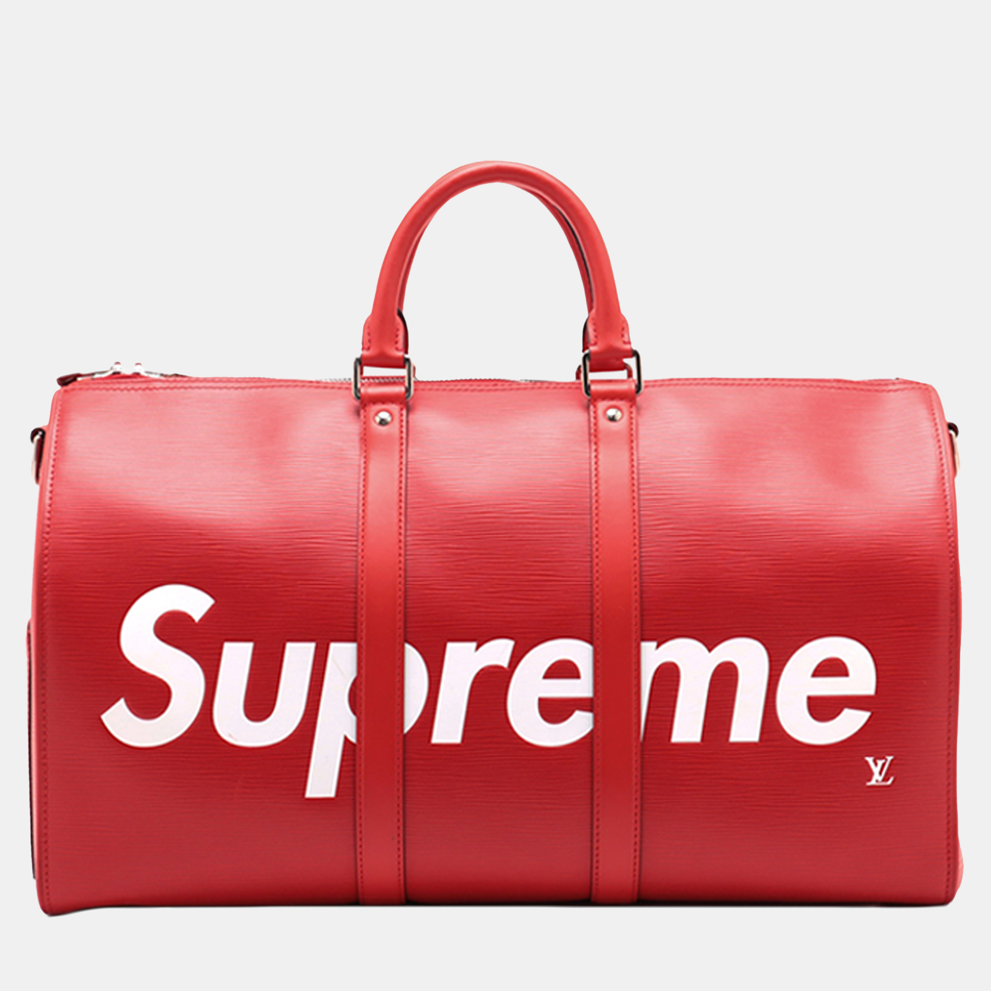 

Louis Vuitton Red Supreme Epi Keepall Bandouliere 45