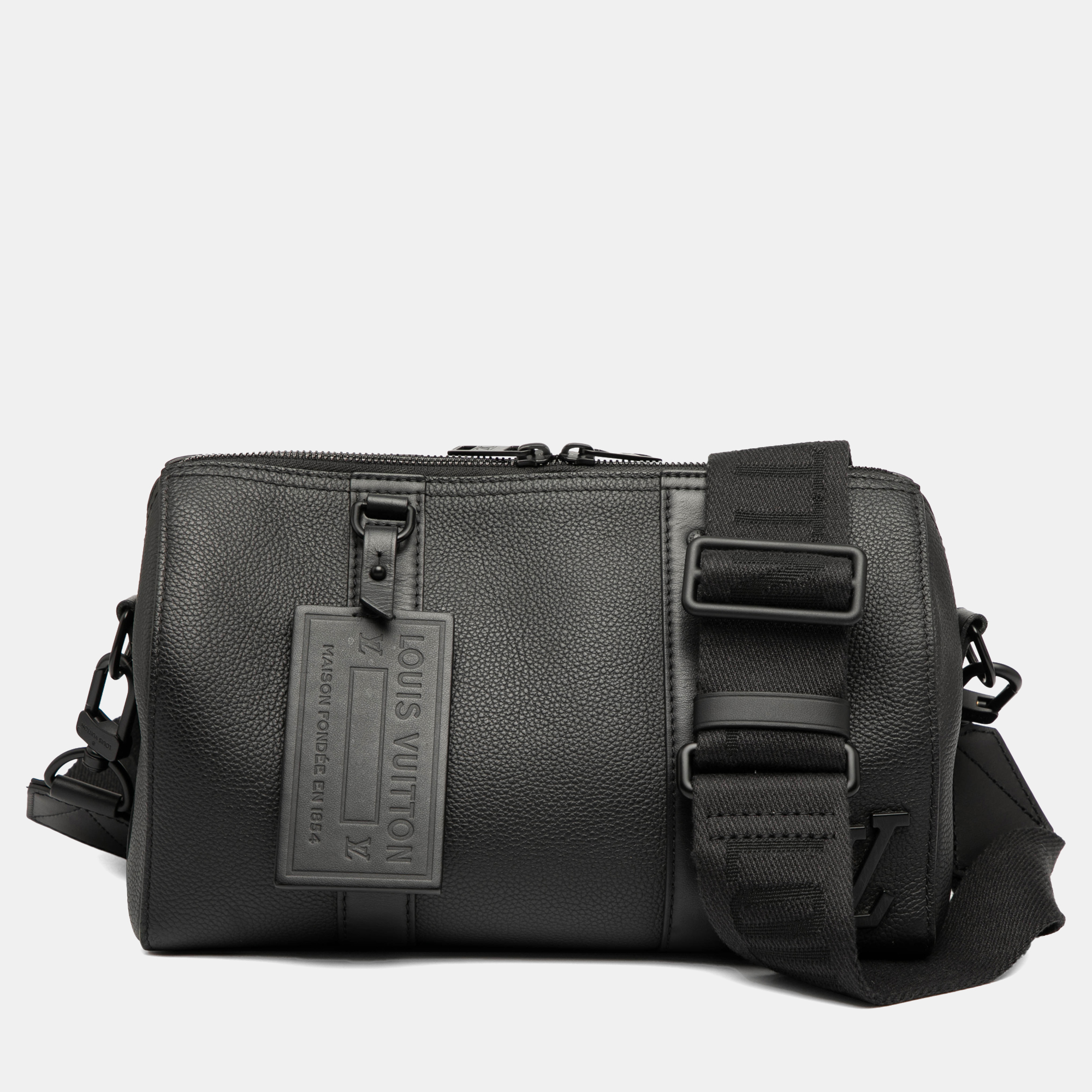 

Louis Vuitton Aerogram City Keepall Calfskin Leather Duffel Bag, Black