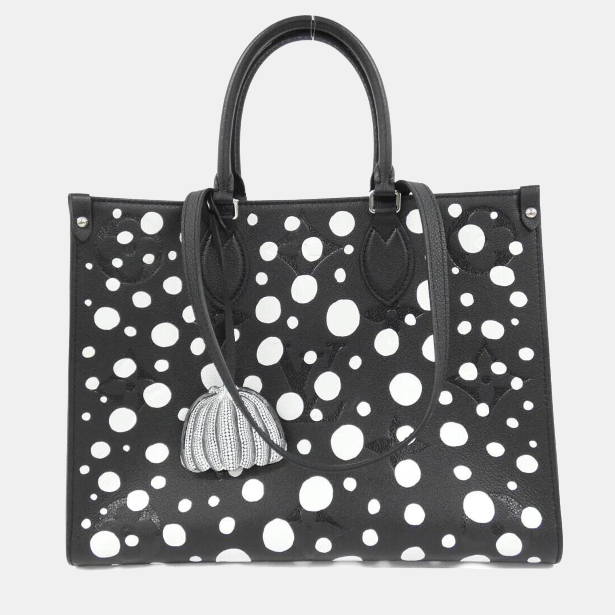 

Louis Vuitton LV x YK OnTheGo MM Taurillon Leather Tote Bag, Black