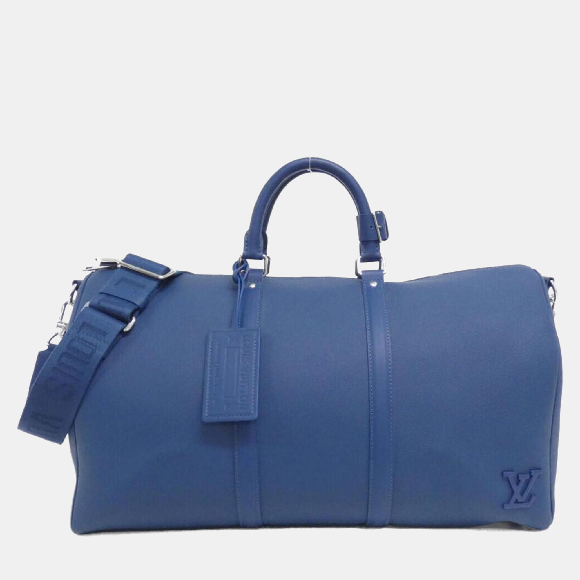 

Louis Vuitton Keepall Bandouliere 50 Aerogram Leather Duffel Bag, Blue