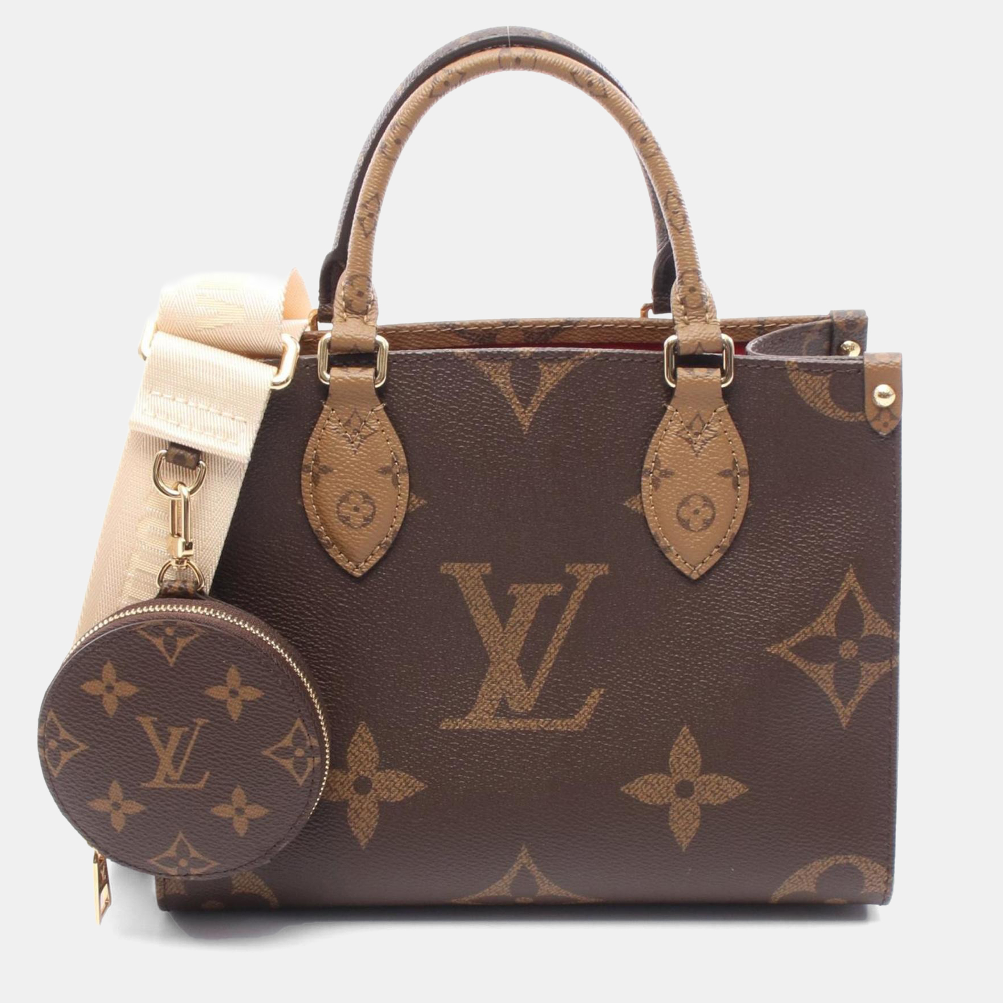 

Louis Vuitton On The Go Monogram Giant Reverse PM Brown Beige Coated Canvas Tote Bag