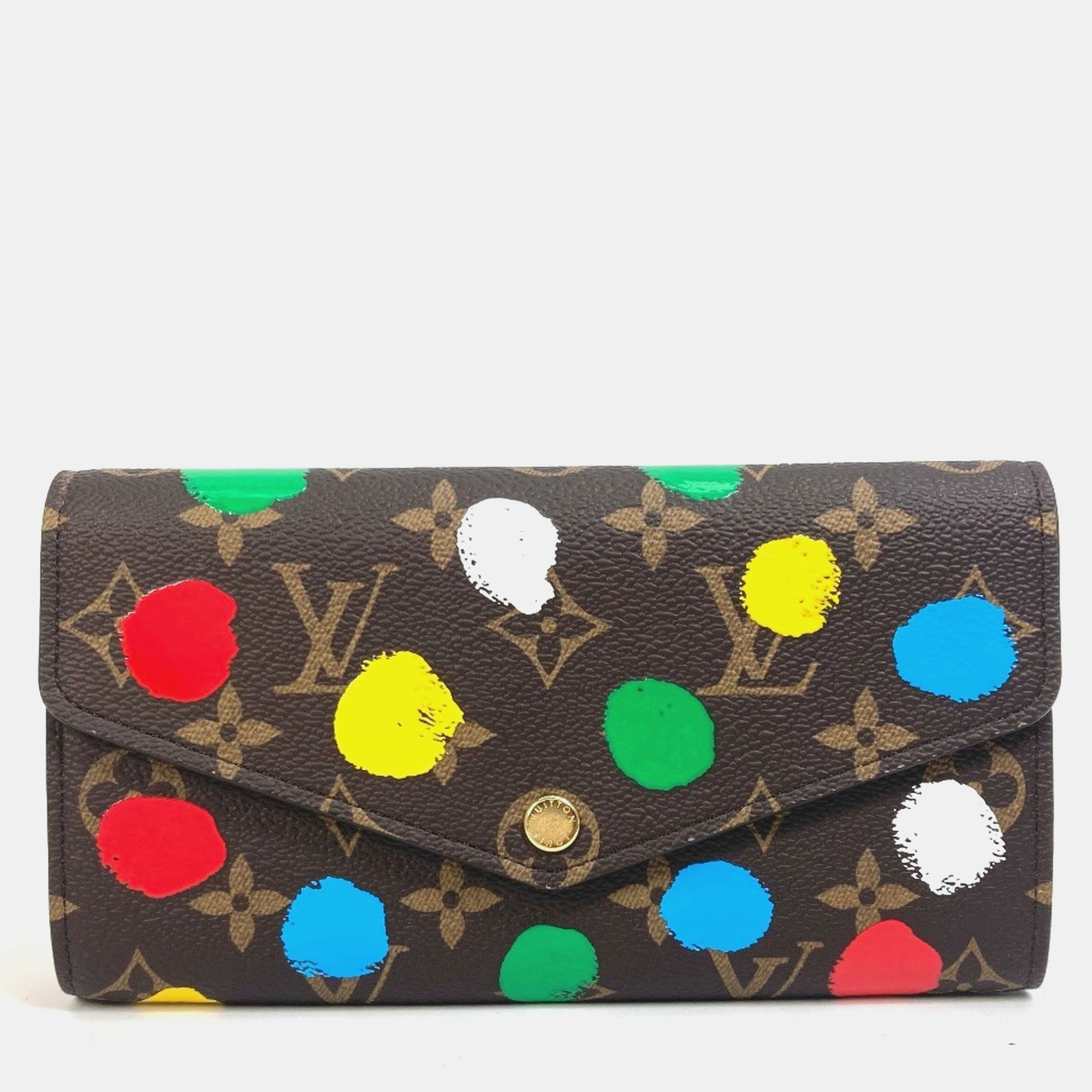 Pre-owned Louis Vuitton Monogram Portefeuille Sarah Nm Bifold Long Wallet Canvas Brown
