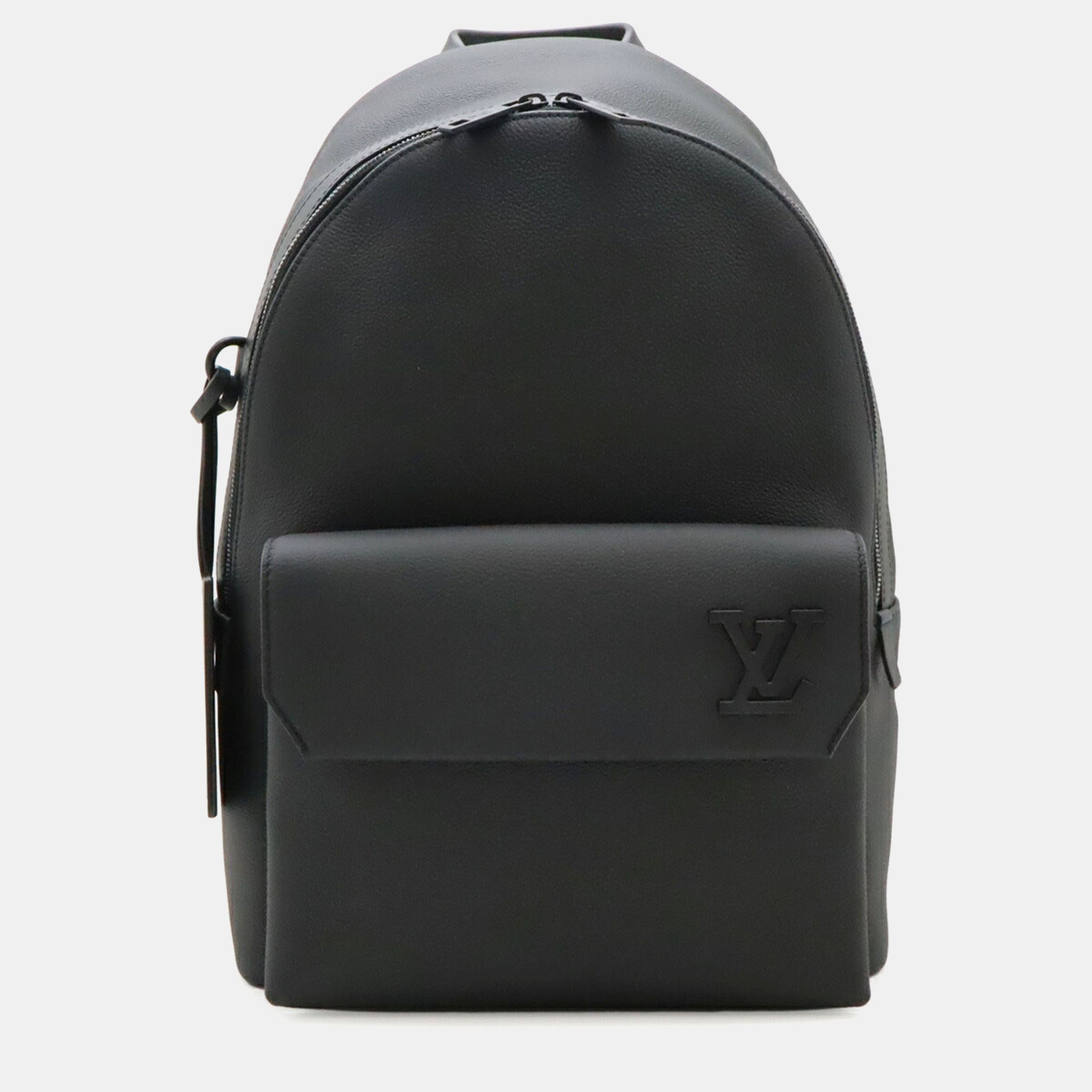 Pre-owned Louis Vuitton Lv Aerogram Takeoff Backpack Leather Noir Black