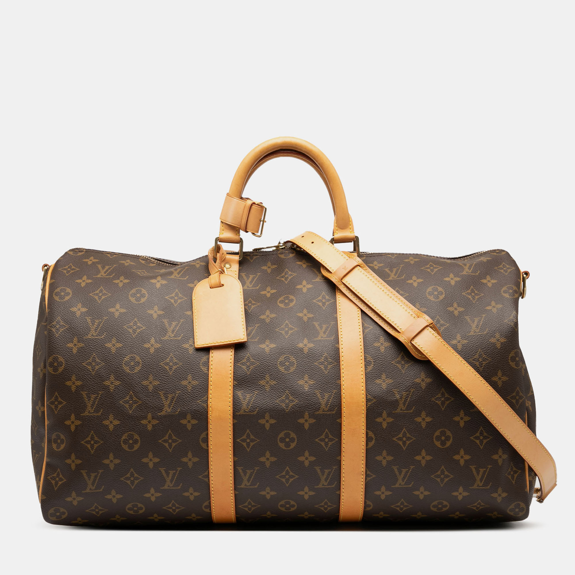 Pre-owned Louis Vuitton Brown Monogram Keepall Bandouliere 50