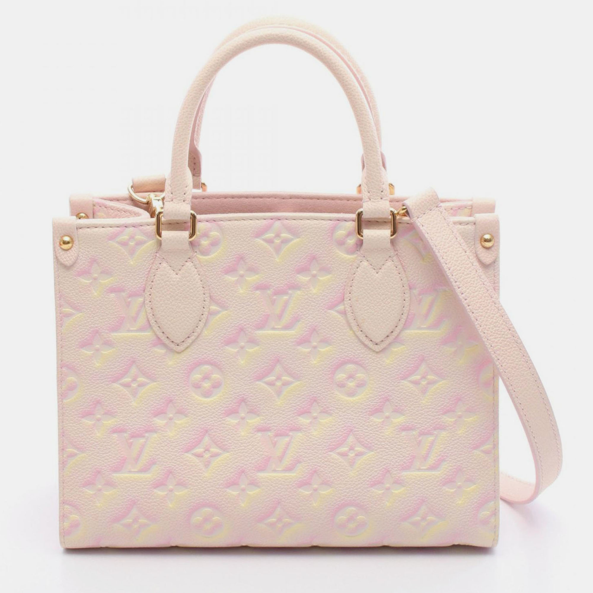 Click to view more detailed imagery on our partner's website Pre-owned Louis Vuitton On The Go Pm Lv Pink Empreinte Monogram Leather Tote Bag