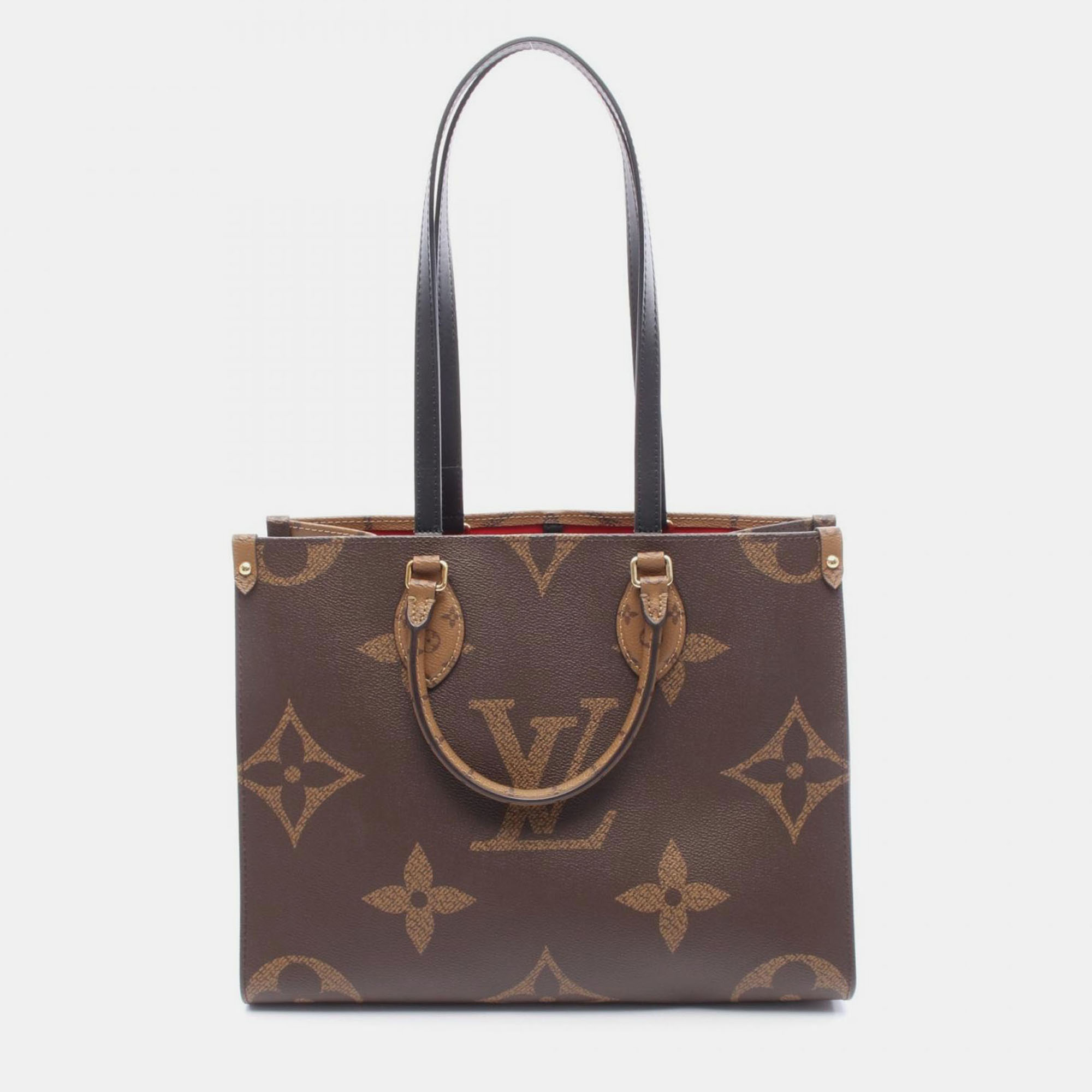 Pre-owned Louis Vuitton On The Go Mm Brown Coated Canvas Tote Bag