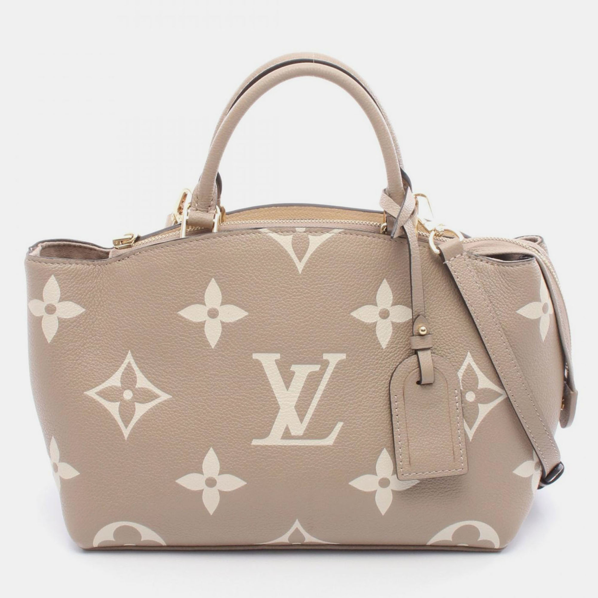 

Louis Vuitton Neutrals Bicolor Empreinte Monogram Giant Top Handle Bag, Beige