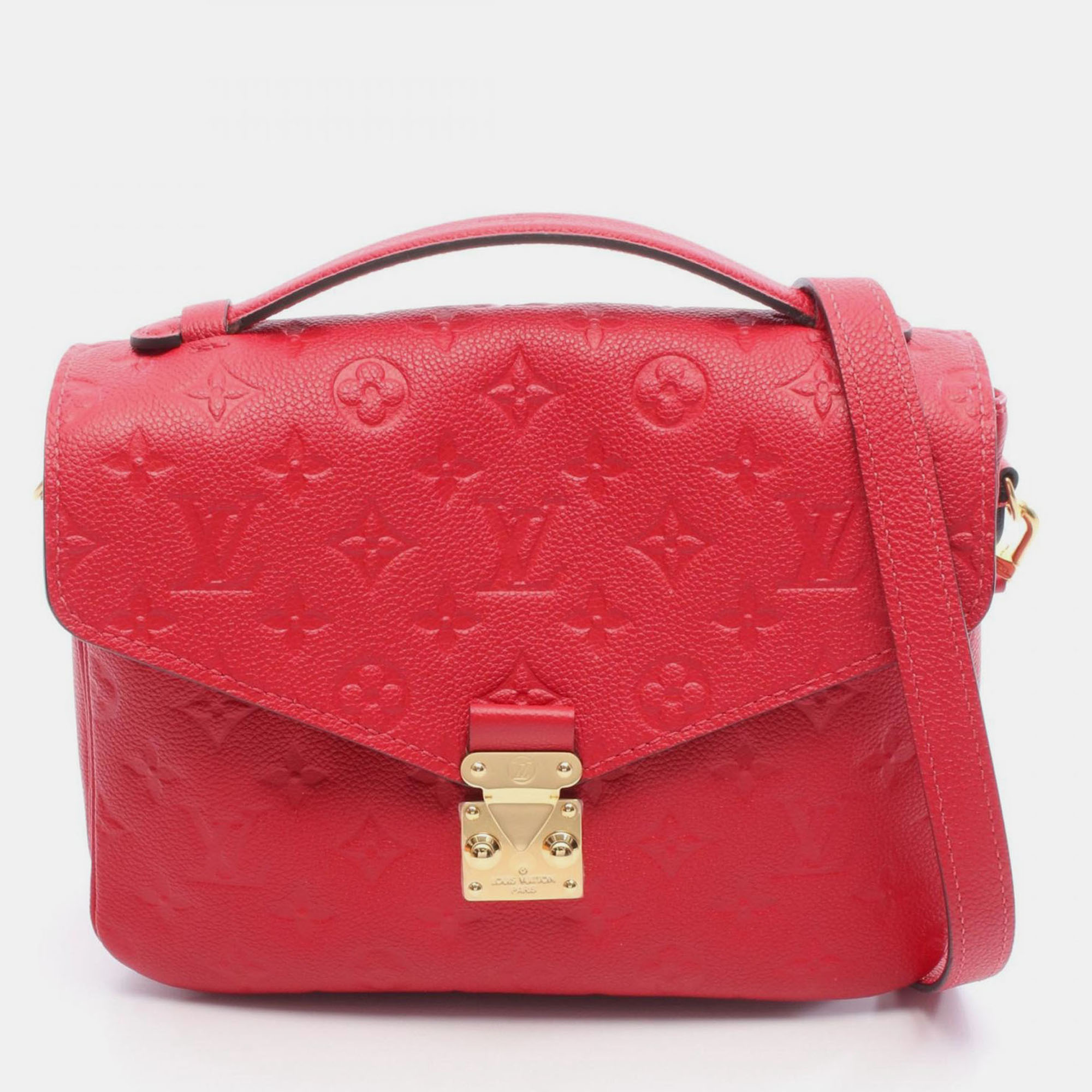 

Louis Vuitton Metis Cerise Monogram Empreinte Leather Pochette Shoulder Bag, Red