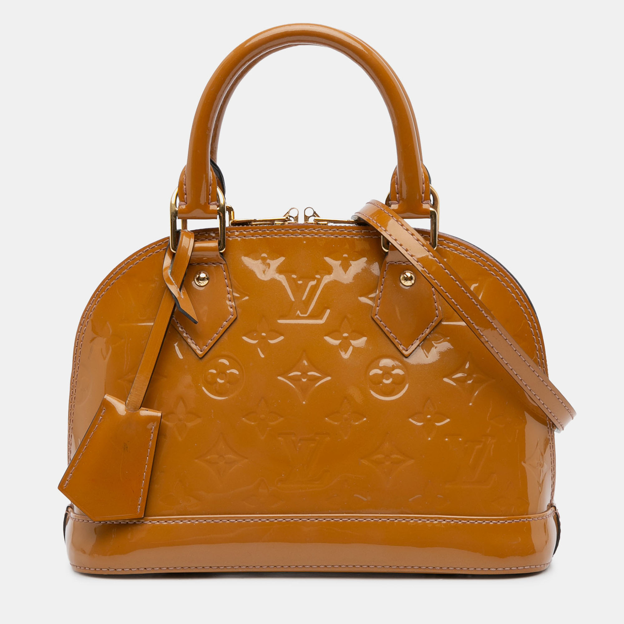

Louis Vuitton Alma BB Monogram Vernis Leather Top Handle Bag, Brown