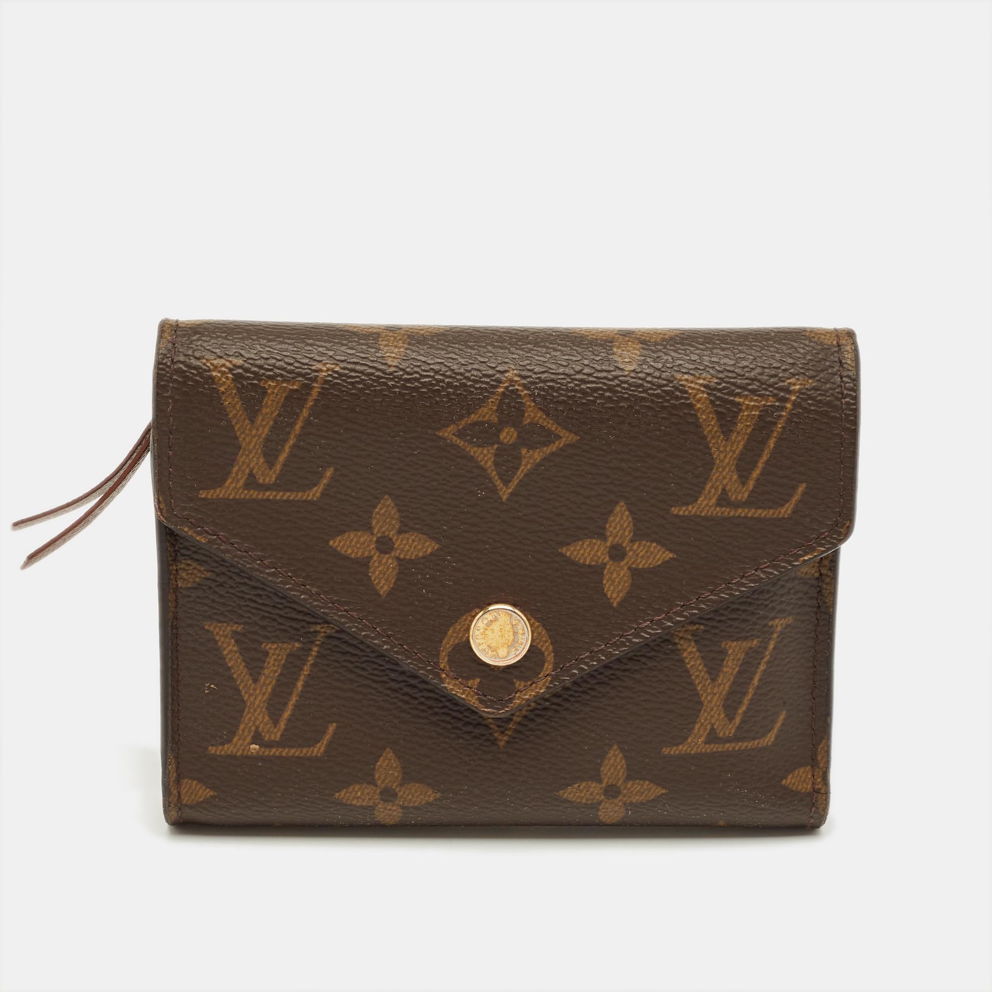 Pre-owned Louis Vuitton Monogram Canvas Victorine Wallet In Brown